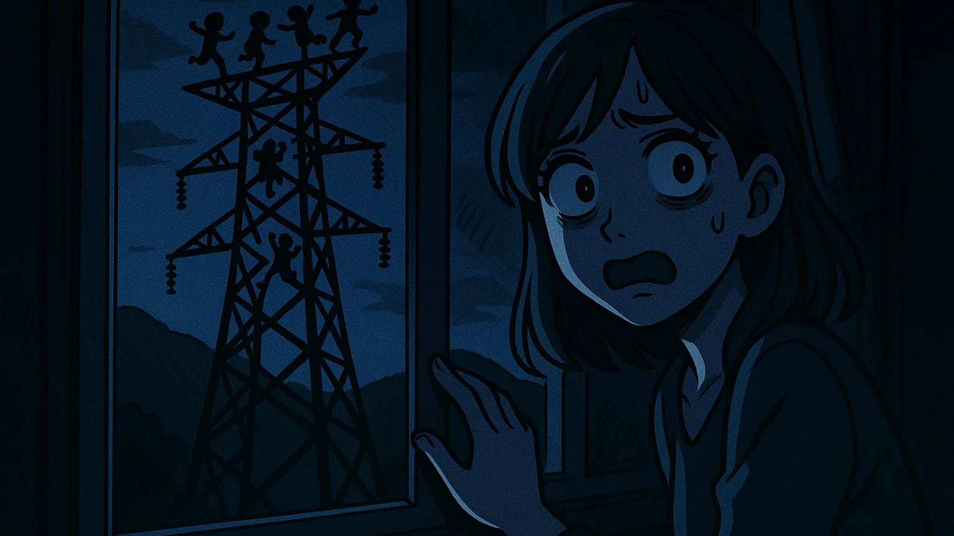 Japanese Ghost Story illustration "title: The Children of the Steel Tower"