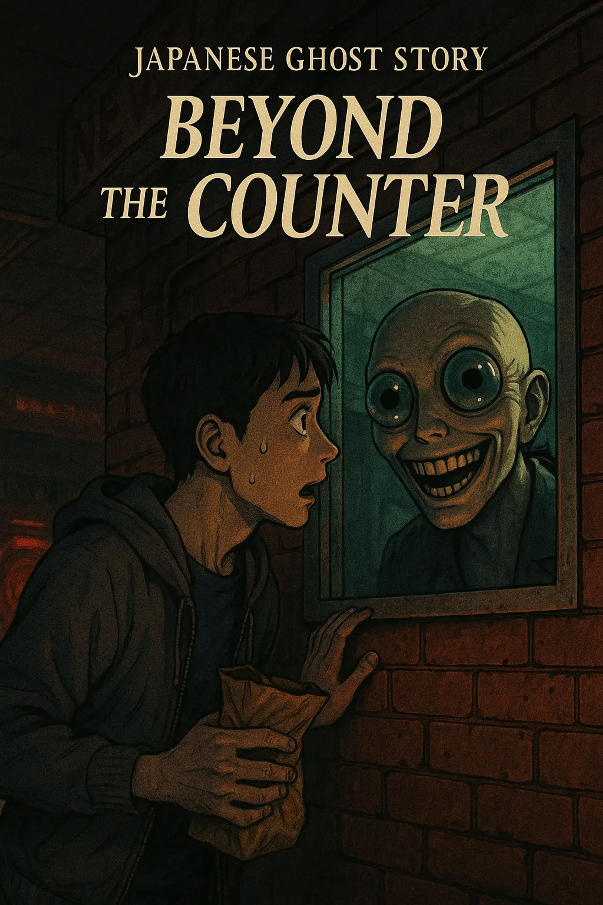 Japanese Ghost Story illustration "title: Beyond the Counter"