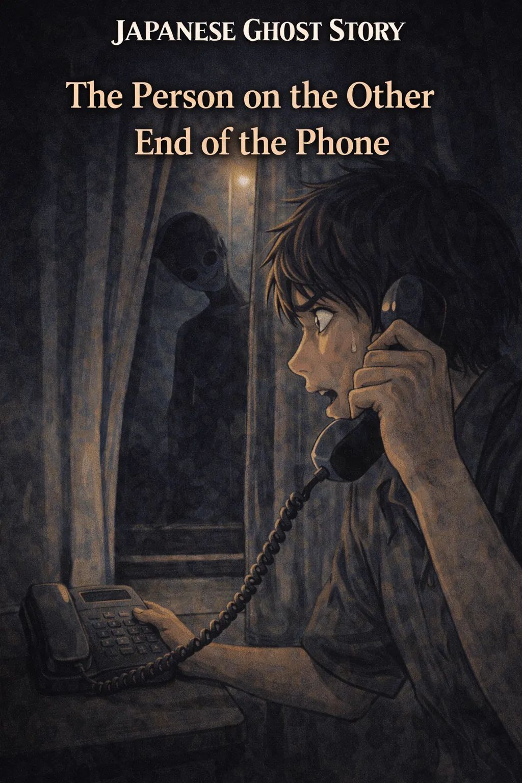 Japanese Ghost Story illustration "title: The Person on the Other End of the Phone"