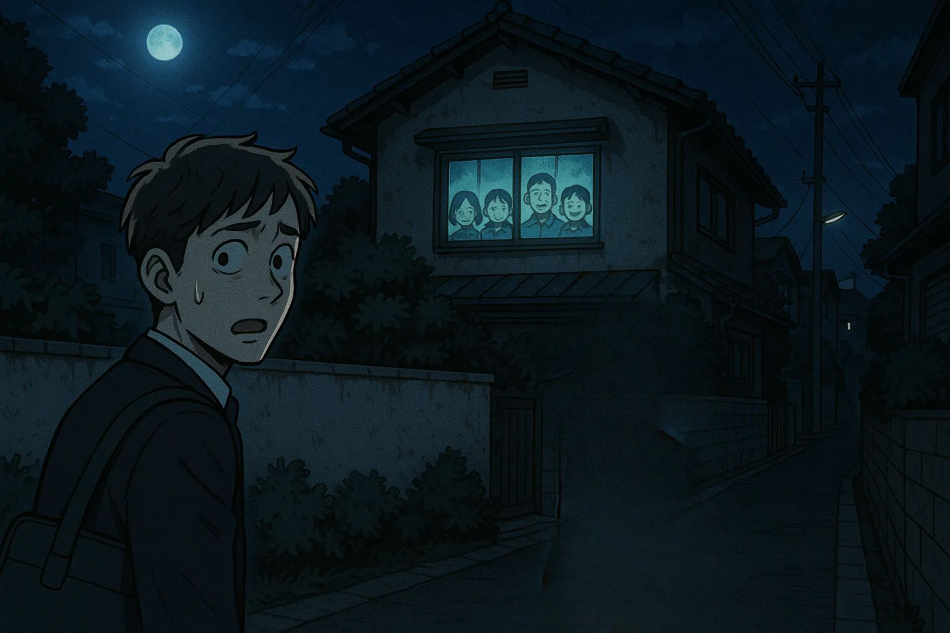 Japanese Ghost Story illustration "title: The House on My Commute"