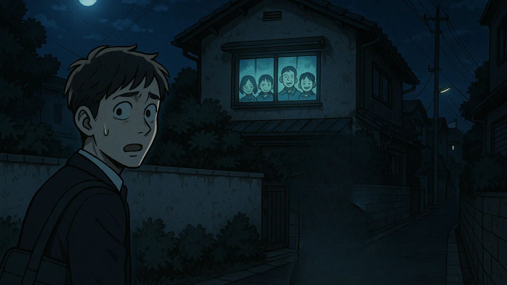 Japanese Ghost Story illustration "title: The House on My Commute"