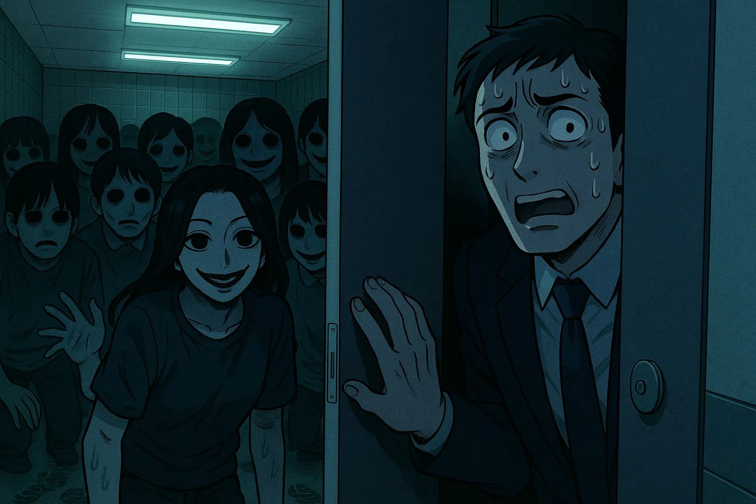 Japanese Ghost Story illustration "title: Midnight Service Area"