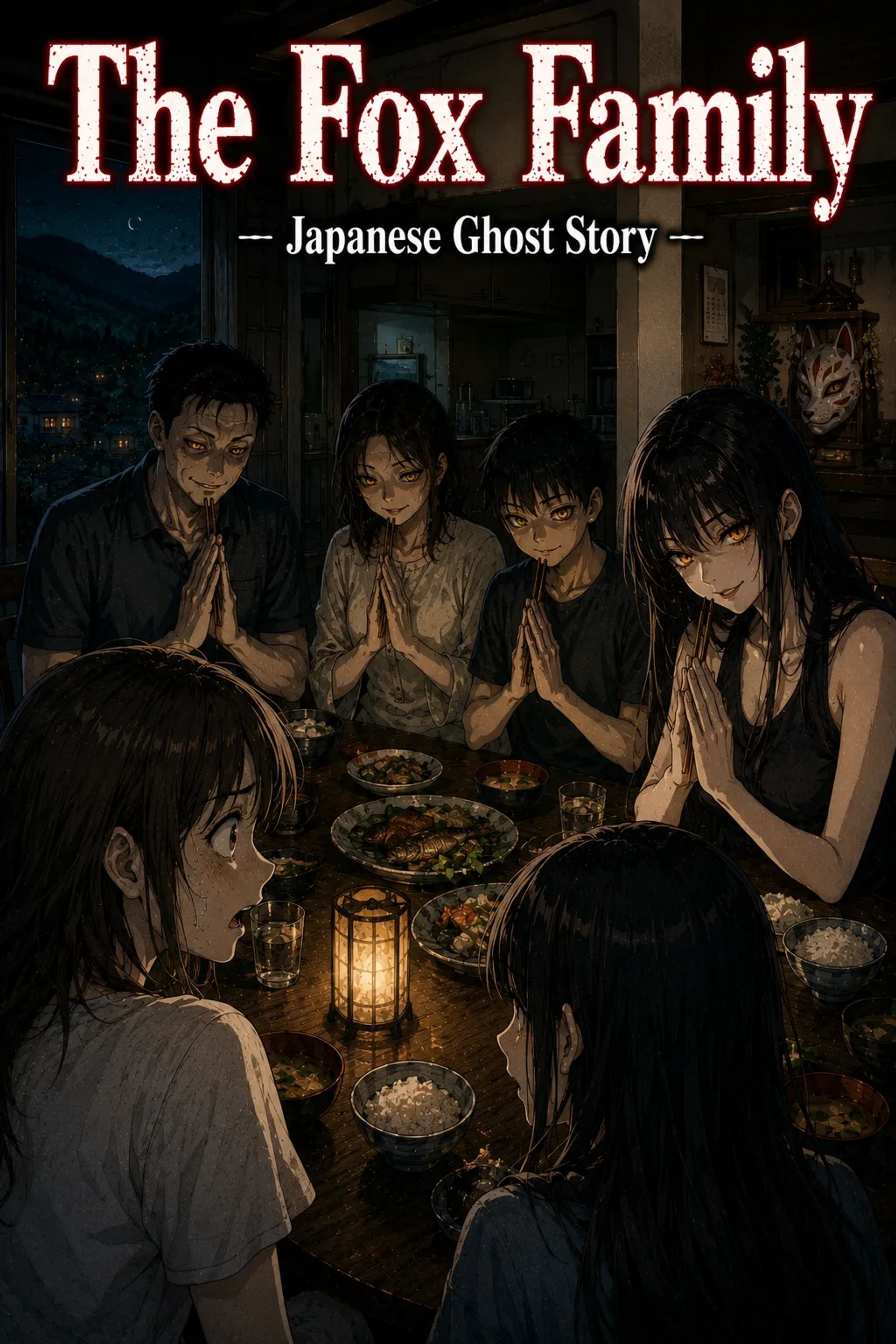 Japanese Ghost Story illustration "title: The Fox Family"