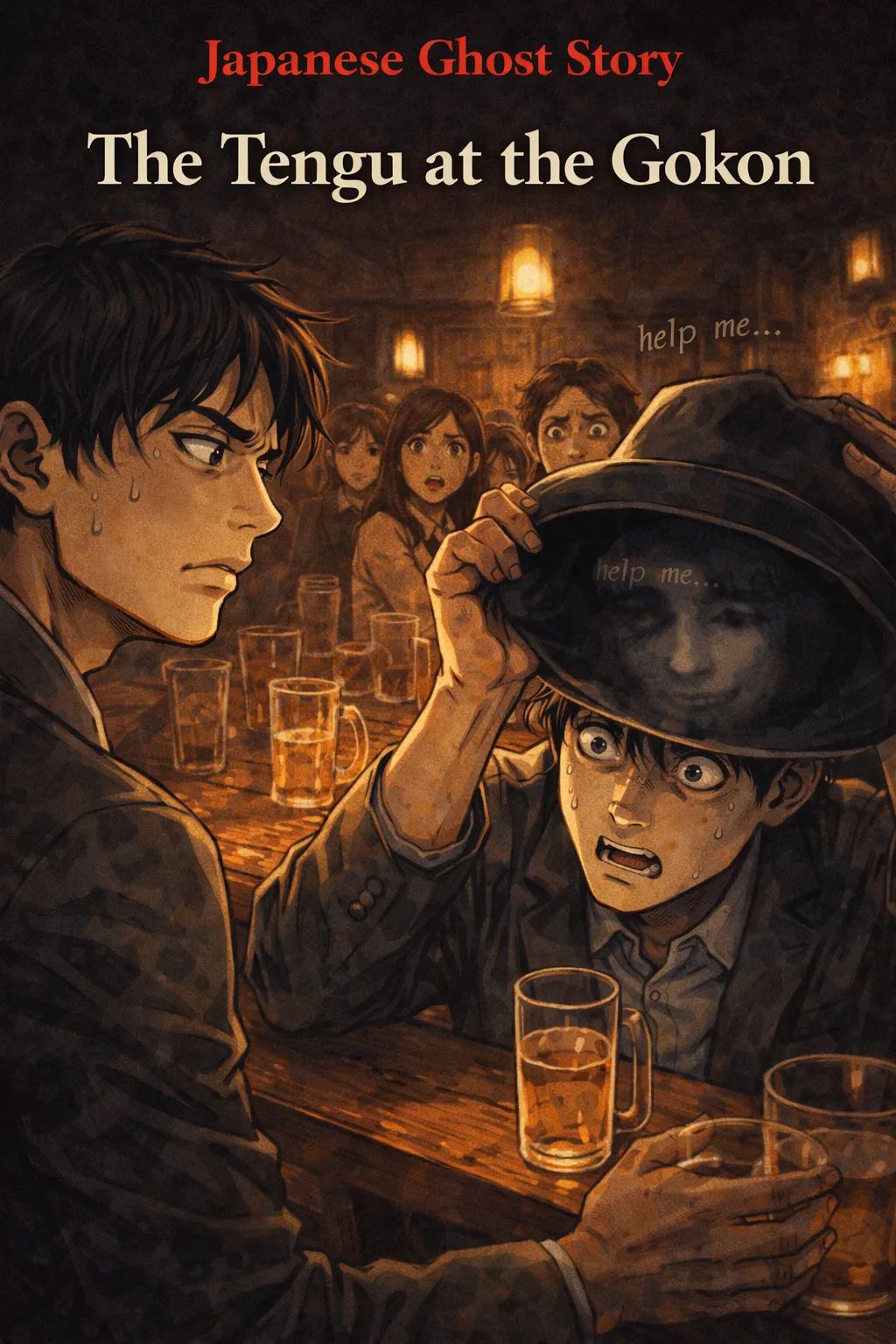 Japanese Ghost Story illustration "title: The Tengu at the Gokon"