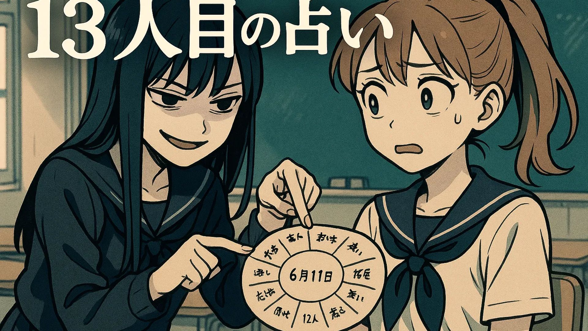 Japanese Ghost Story illustration "title: The 13th Person's Fortune"