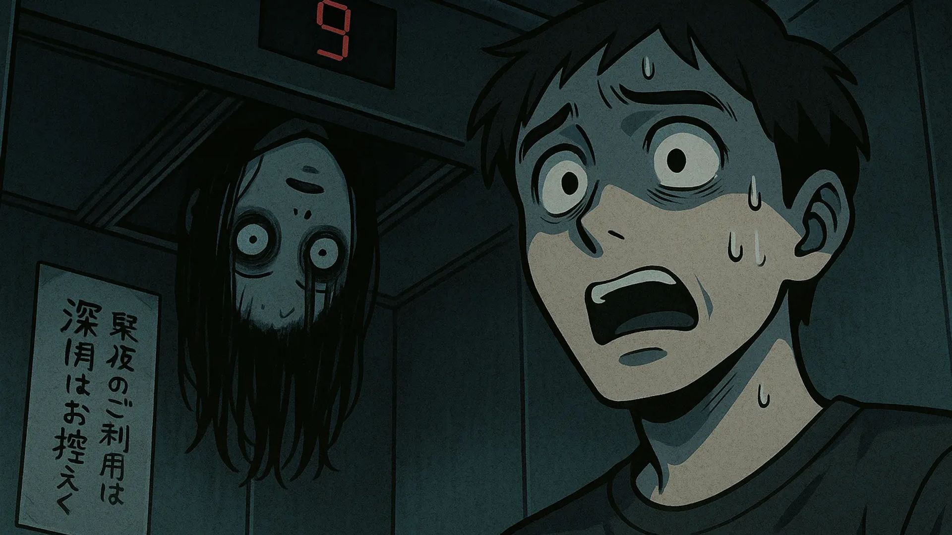 Japanese Ghost Story illustration "title: You Must Not Use the Elevator"