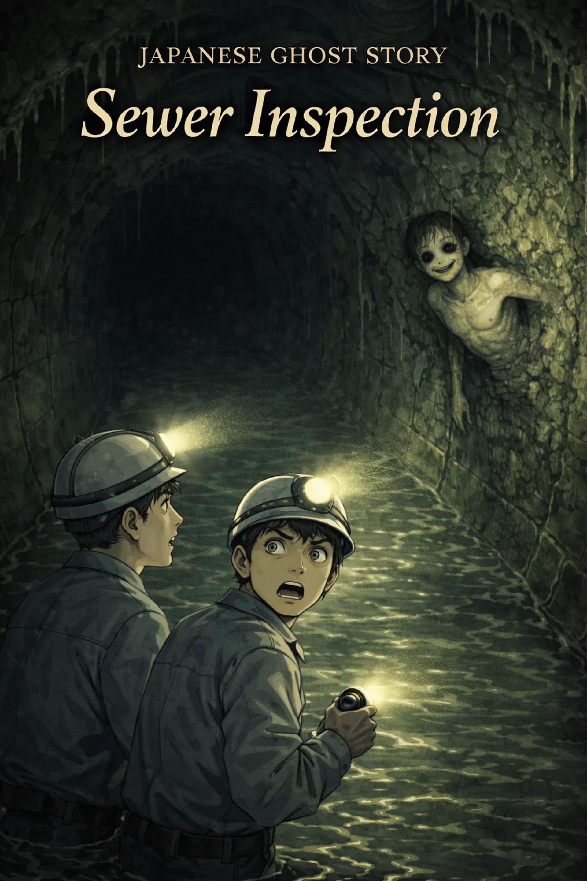 Japanese Ghost Story illustration "title: Sewer Inspection"