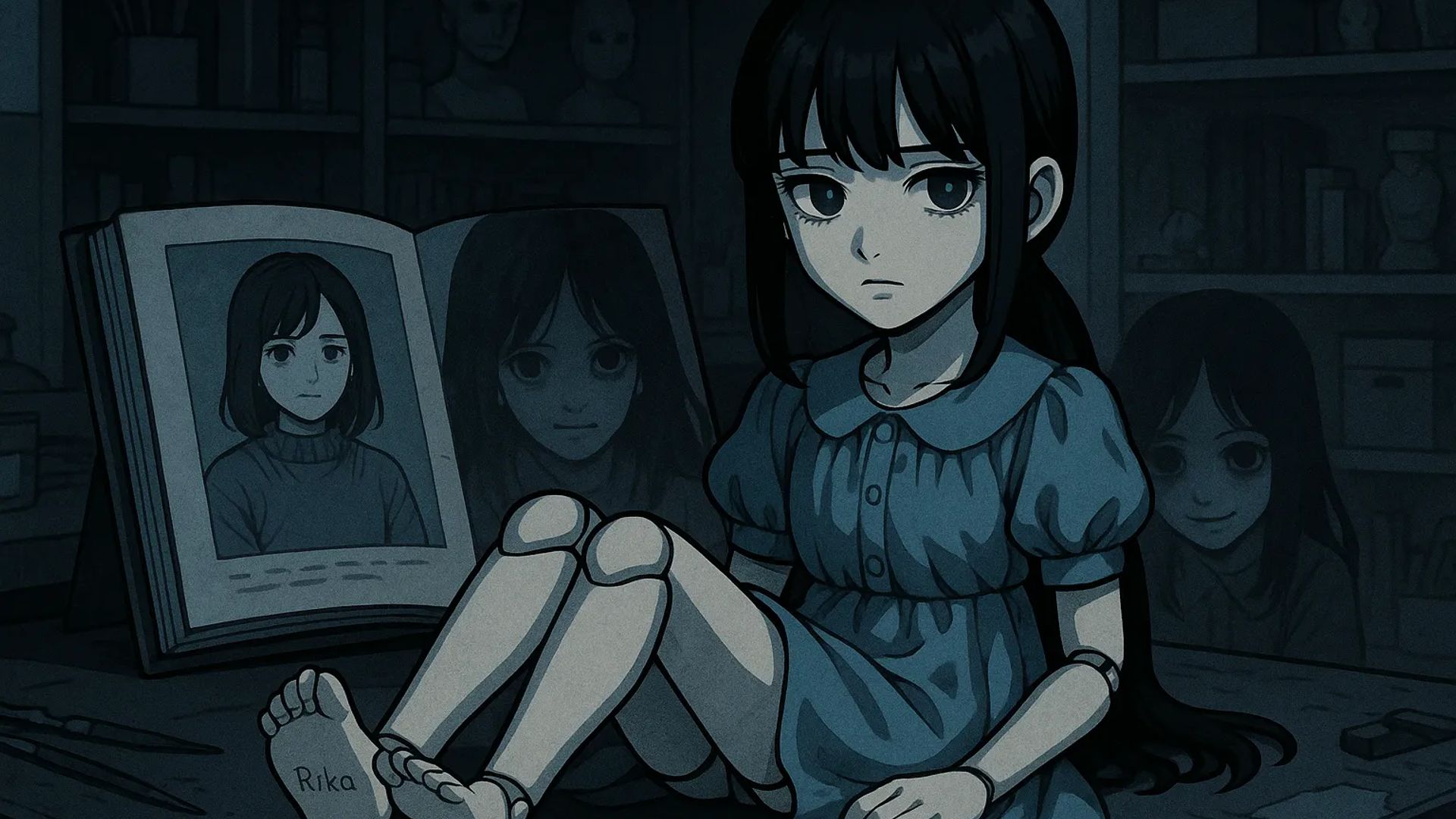 Japanese Ghost Story illustration "title: Rika, The Doll"