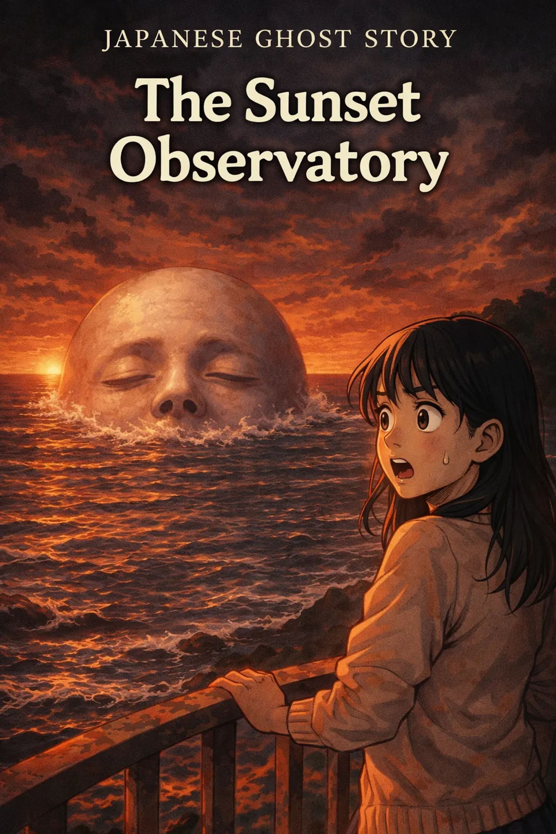 Japanese Ghost Story illustration "title: The Sunset Observatory"
