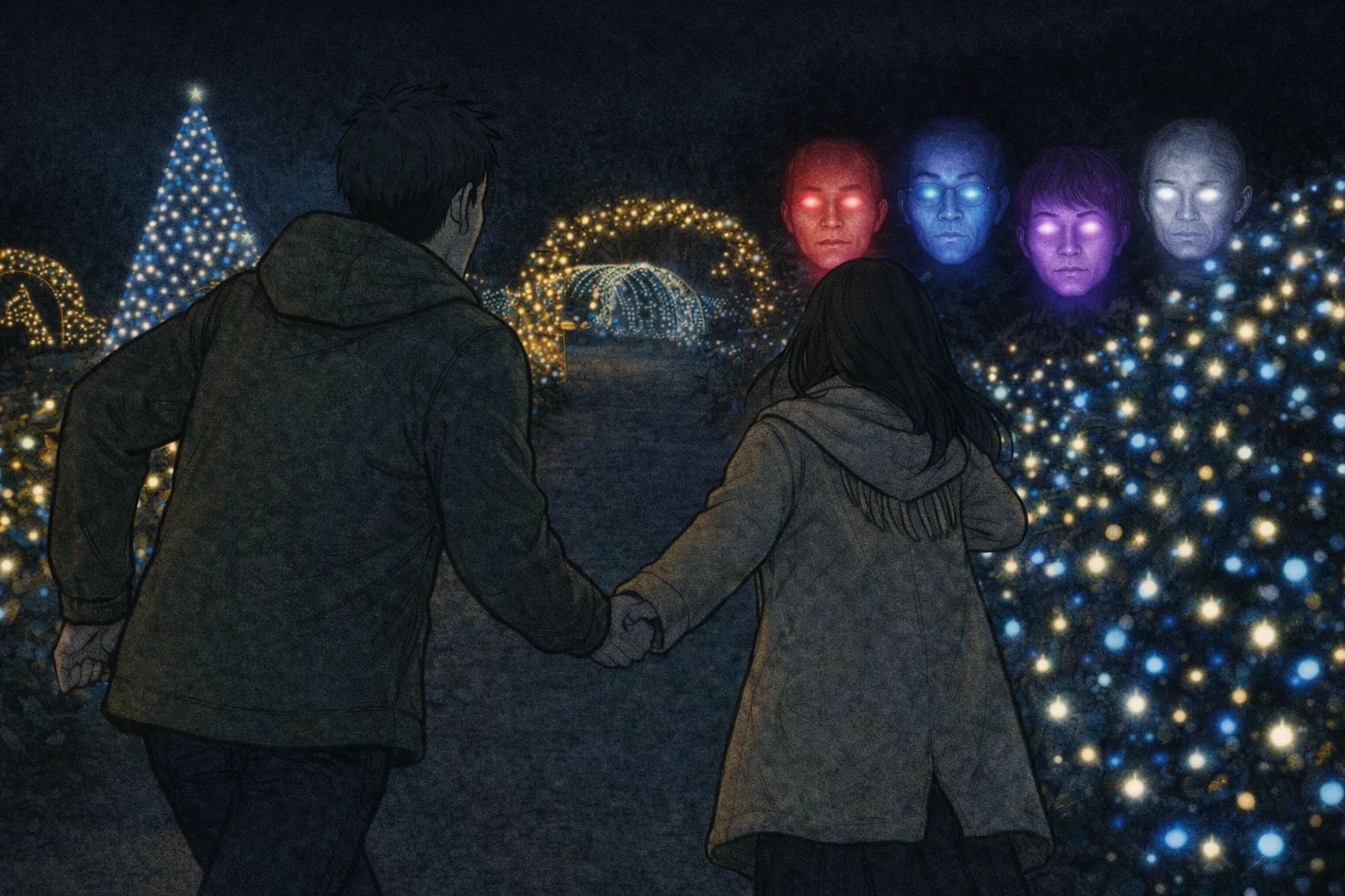 Japanese Ghost Story illustration "title: The Illumination"