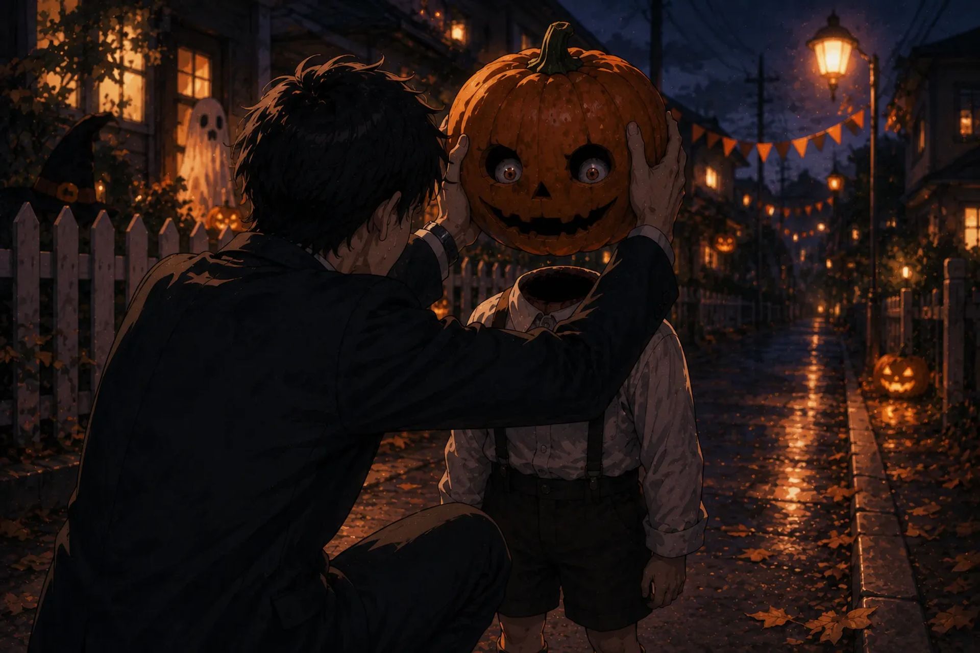 Japanese Ghost Story illustration "title: The Pumpkin Boy"