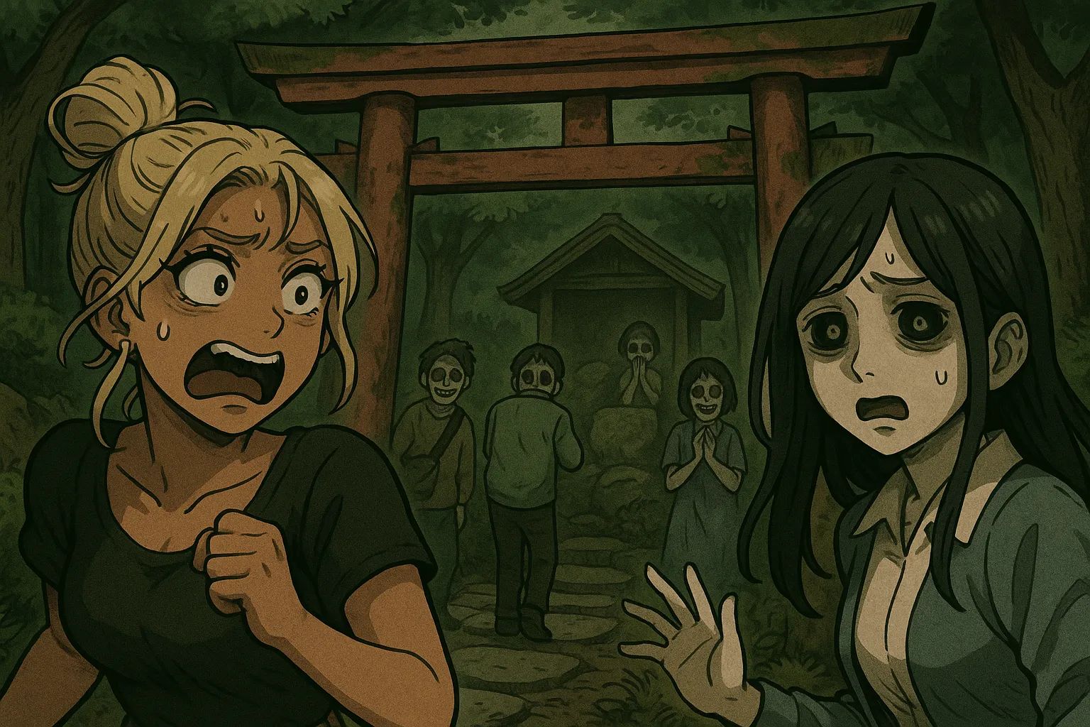 Japanese Ghost Story illustration "title: The Fake Power Spot"