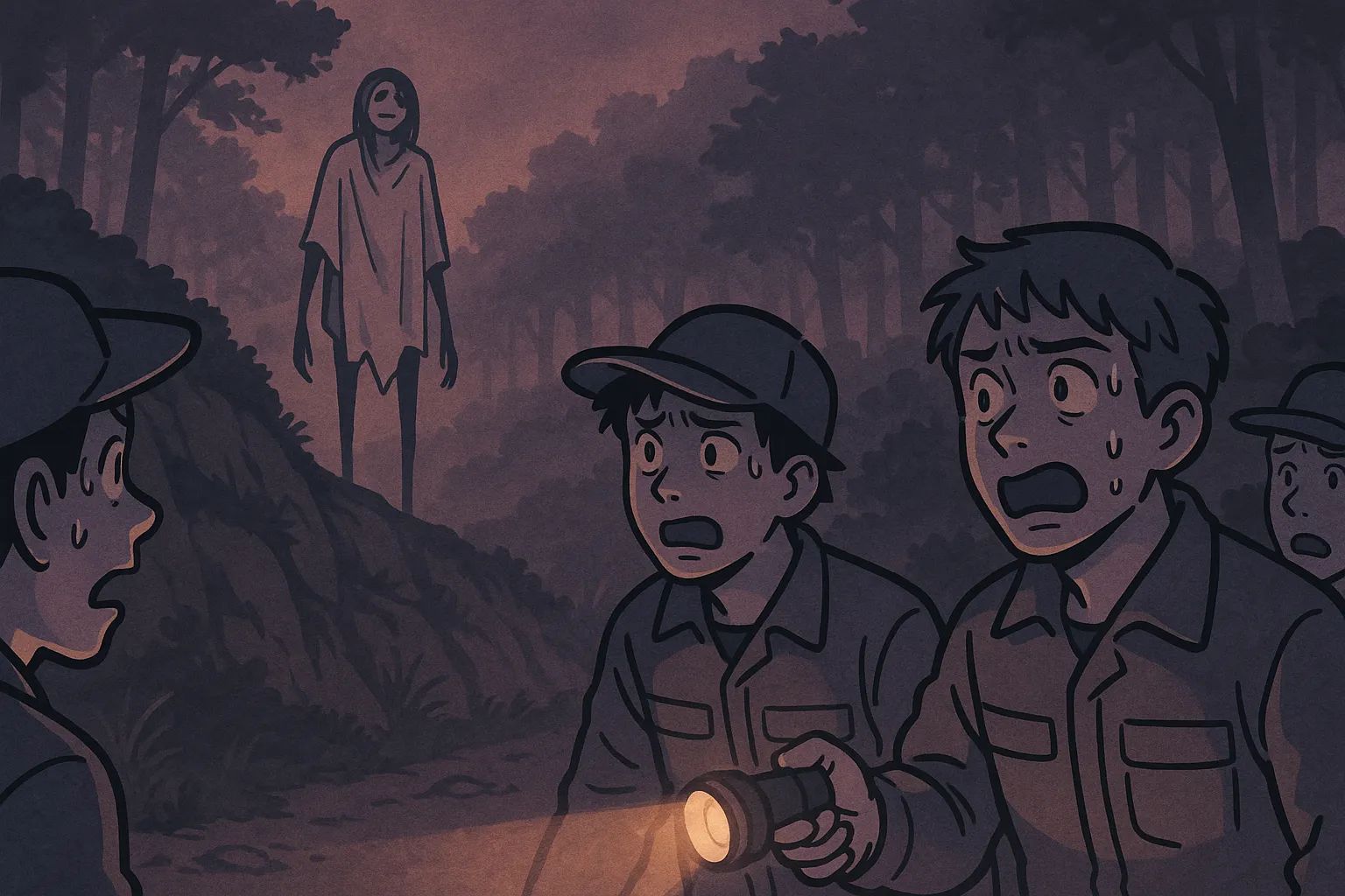 Japanese Ghost Story illustration "title: The Scarecrow of the Deep Woods"