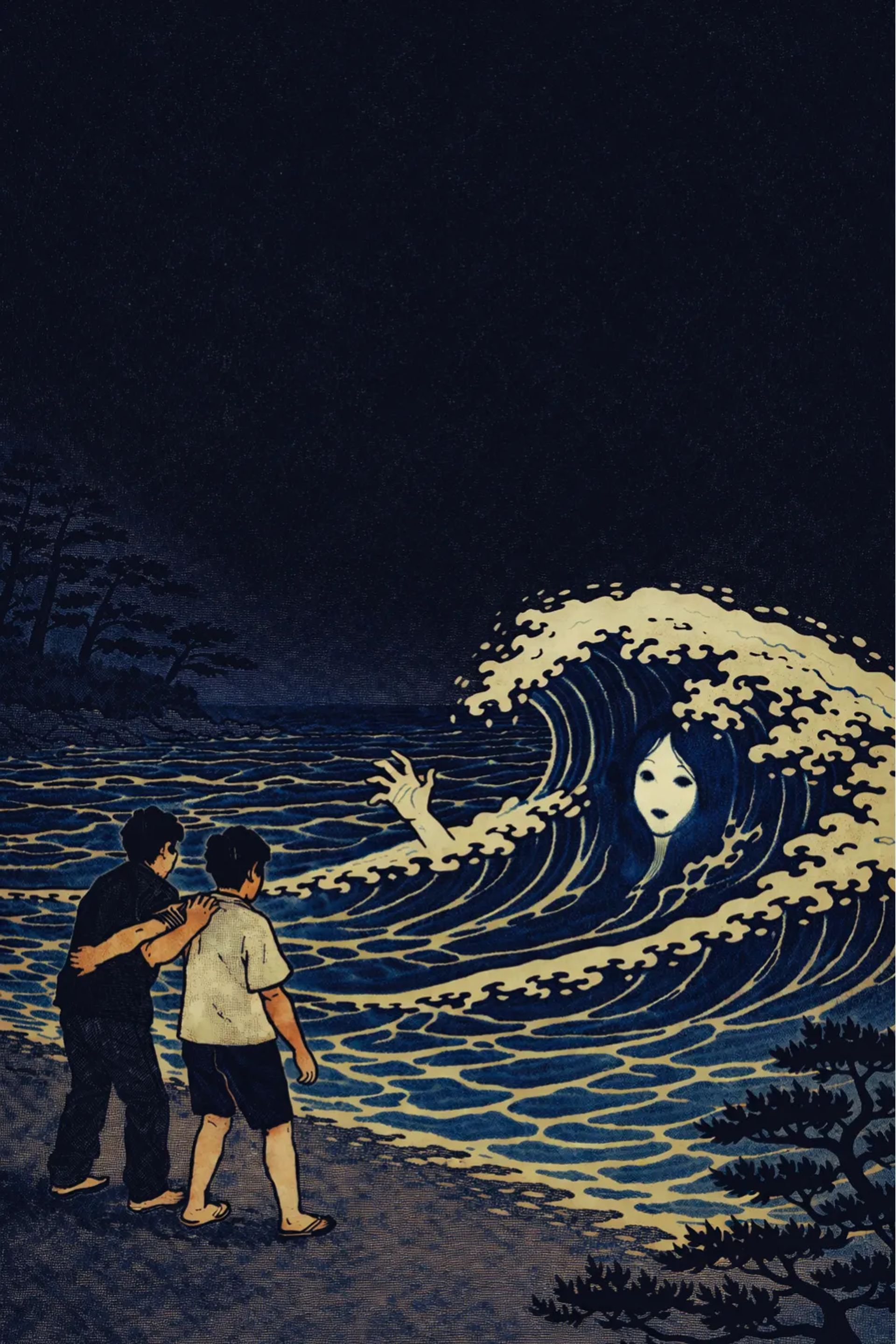 Japanese Ghost Story illustration "title: The Call of the Tide"