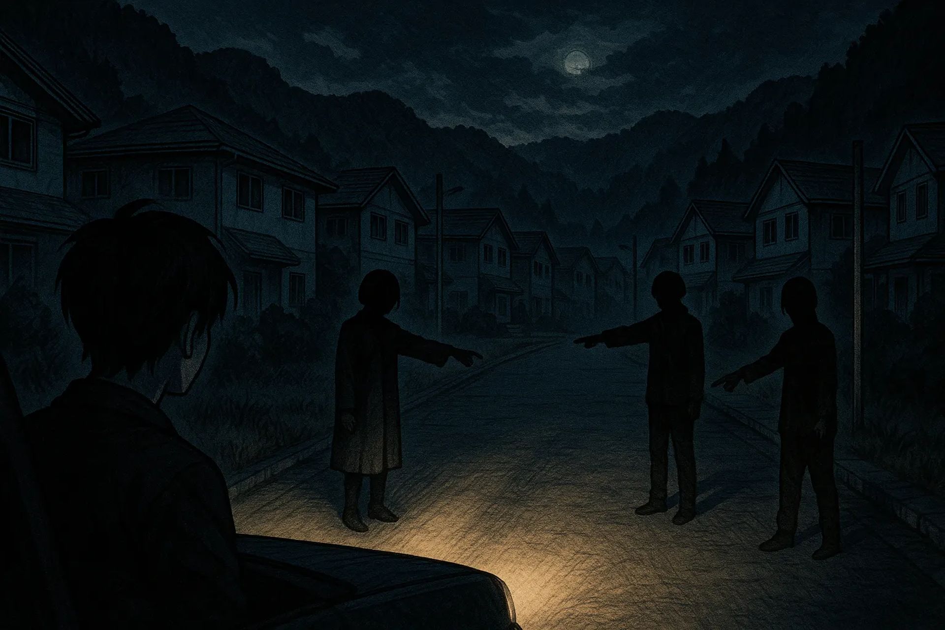 Japanese Ghost Story illustration "title: The Mountain Settlement"