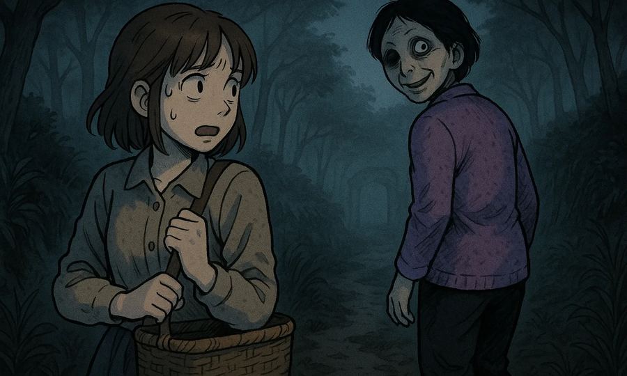 山菜採りのおばさん