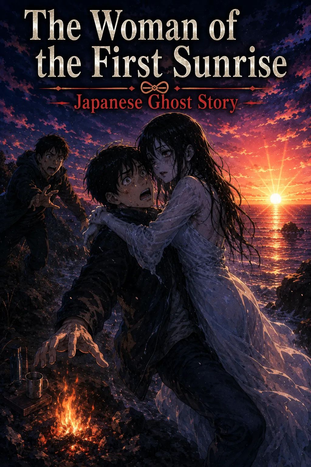 Japanese Ghost Story illustration "title: The Woman of the First Sunrise"