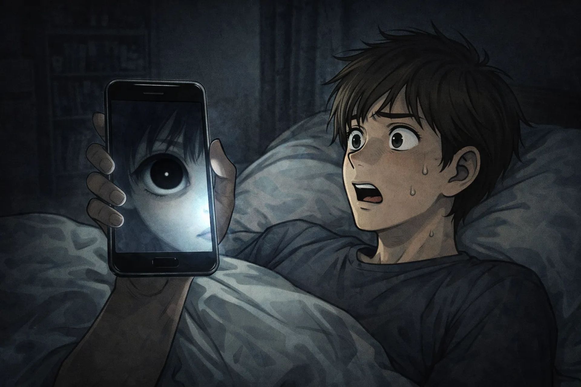 Japanese Ghost Story illustration "title: Smartphone Advertisement"