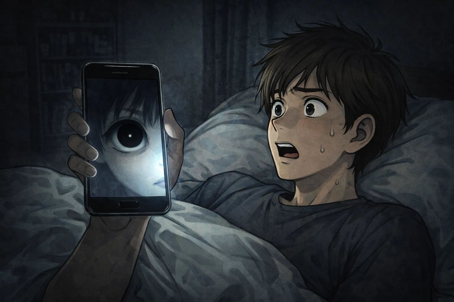 Japanese Ghost Story illustration "title: Smartphone Advertisement"