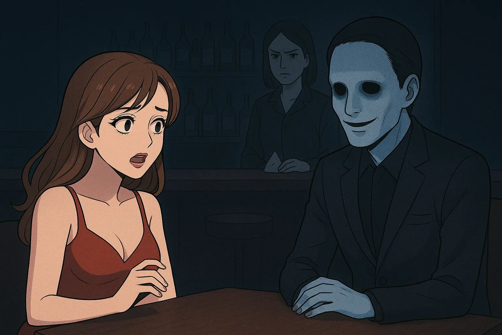 Japanese Ghost Story illustration "title: The Ominous Customer"