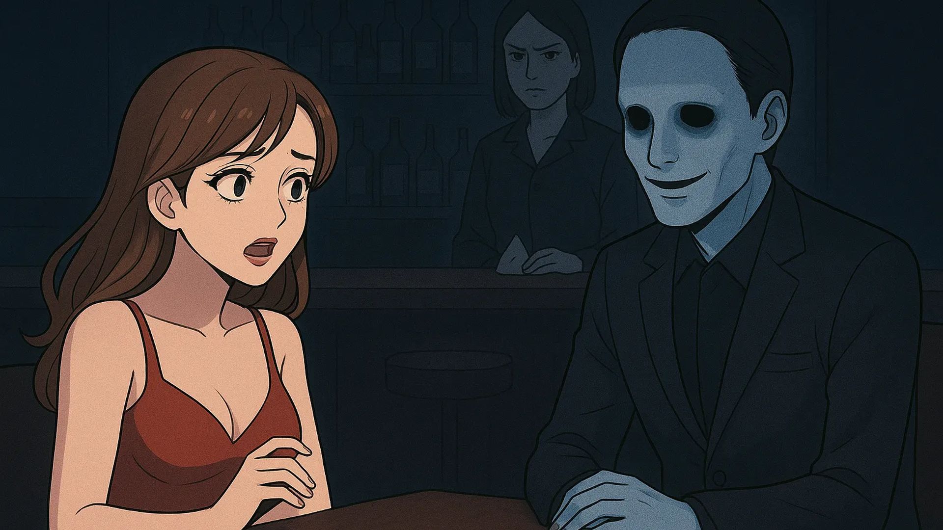 Japanese Ghost Story illustration "title: The Ominous Customer"