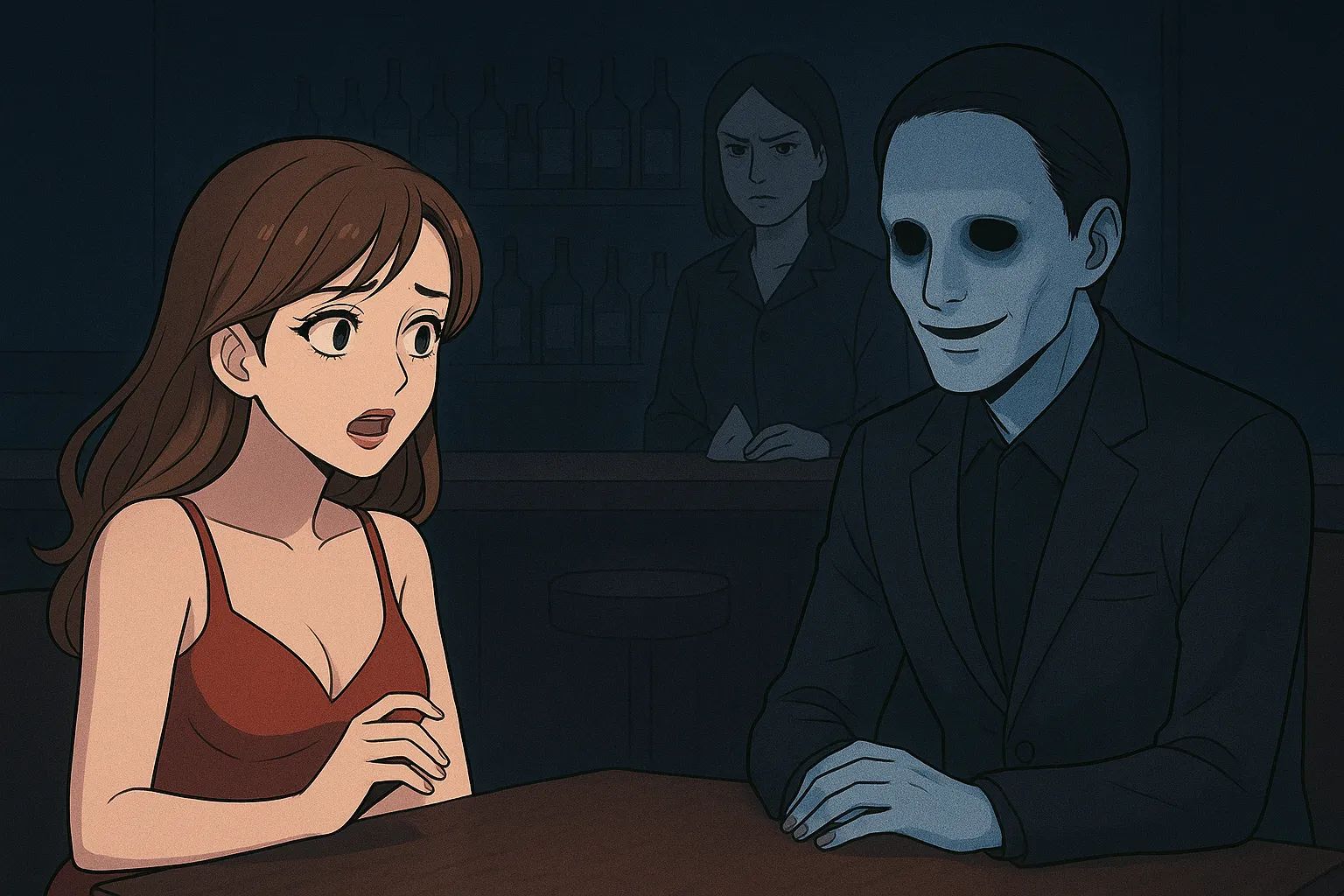 Japanese Ghost Story illustration "title: The Ominous Customer"