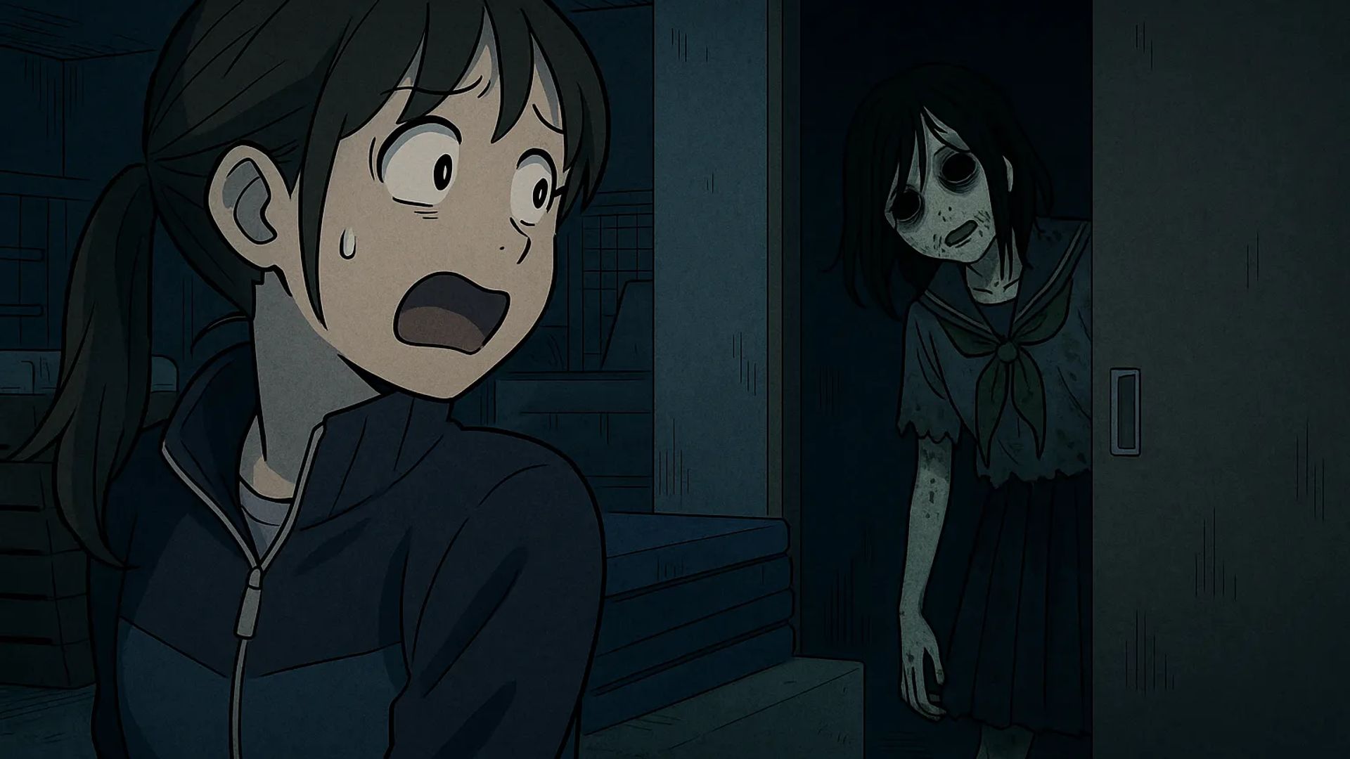 Japanese Ghost Story illustration "title: Is Someone There?"