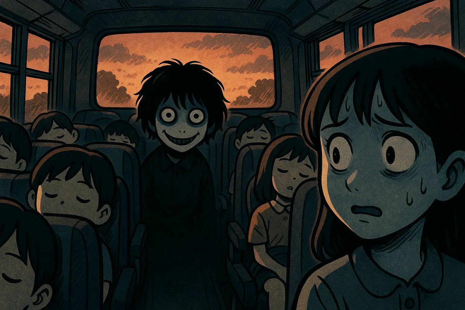 Japanese Ghost Story illustration "title: The Field Trip with the Wrong Count"