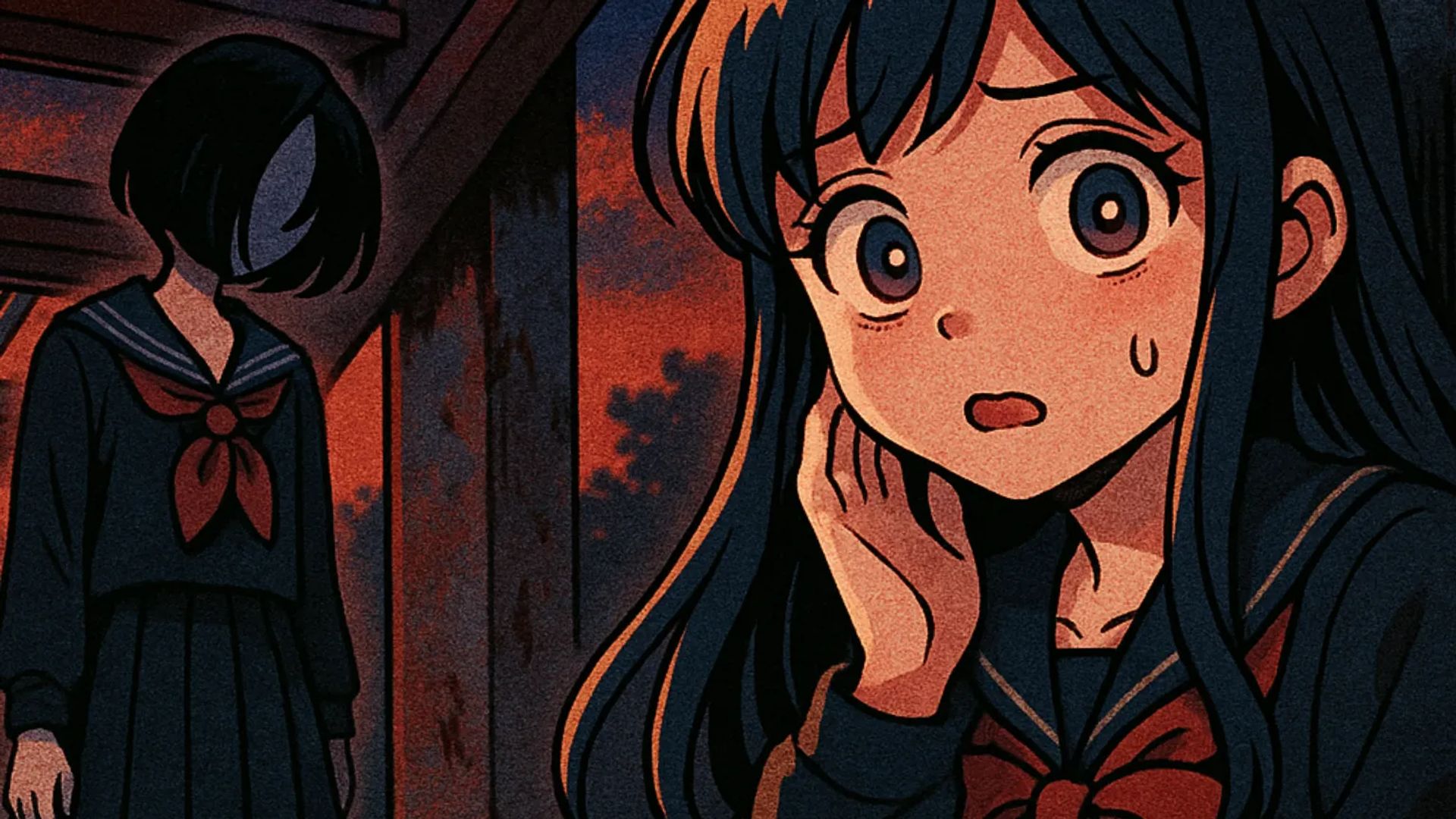 Japanese Ghost Story illustration "title: The Stairs Behind the South Wing"