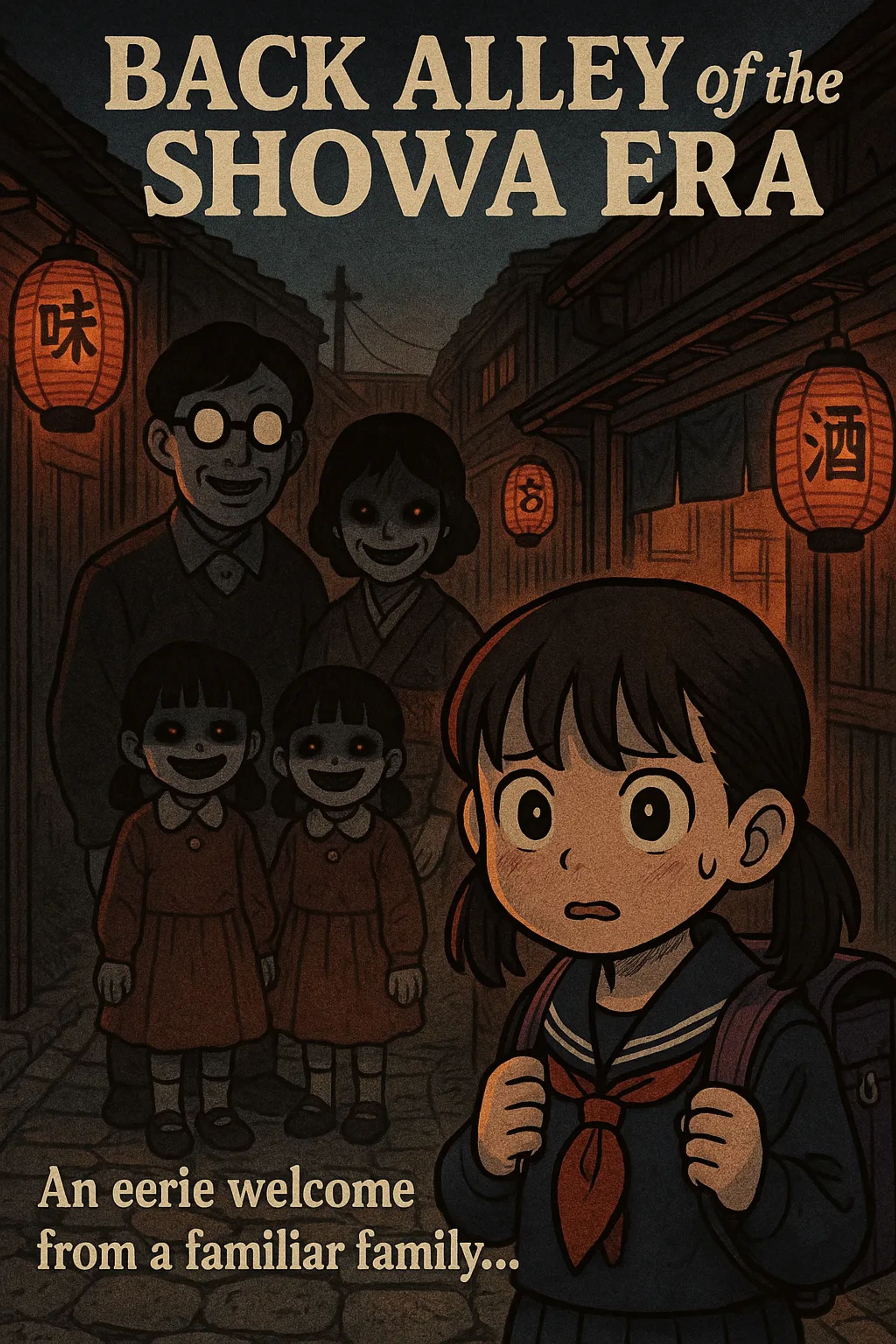 Japanese Ghost Story illustration "title: Back Alley of the Showa Era"