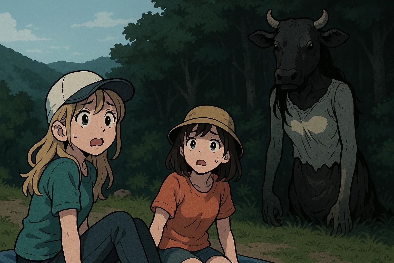 Japanese Ghost Story illustration "title: Consulting About the Kudan"