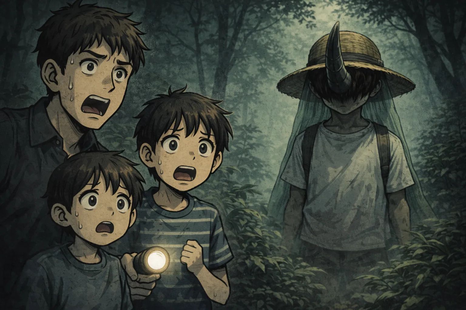 Japanese Ghost Story illustration "title: Mushiken-kun"