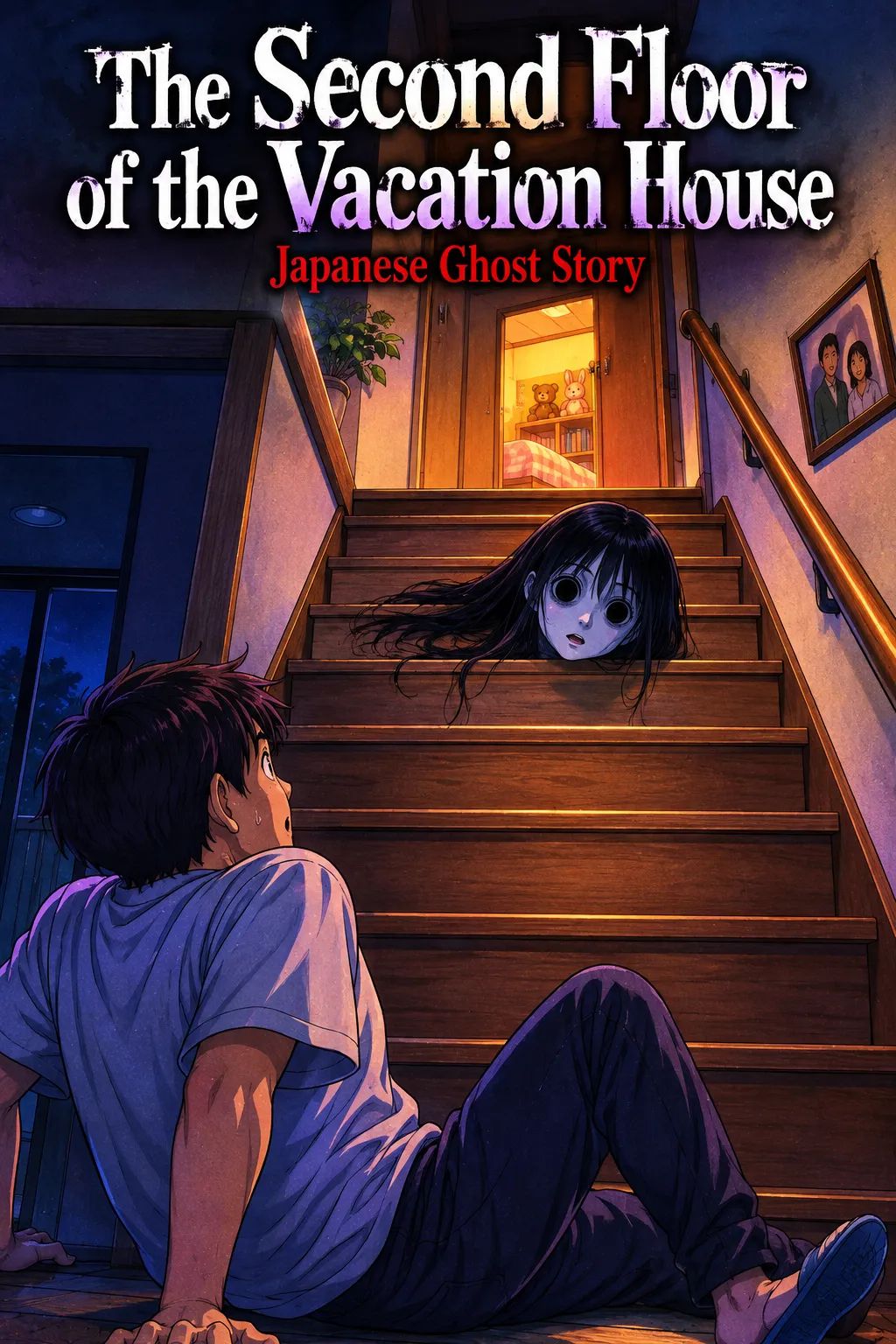 Japanese Ghost Story illustration "title: The Second Floor of the Vacation House"