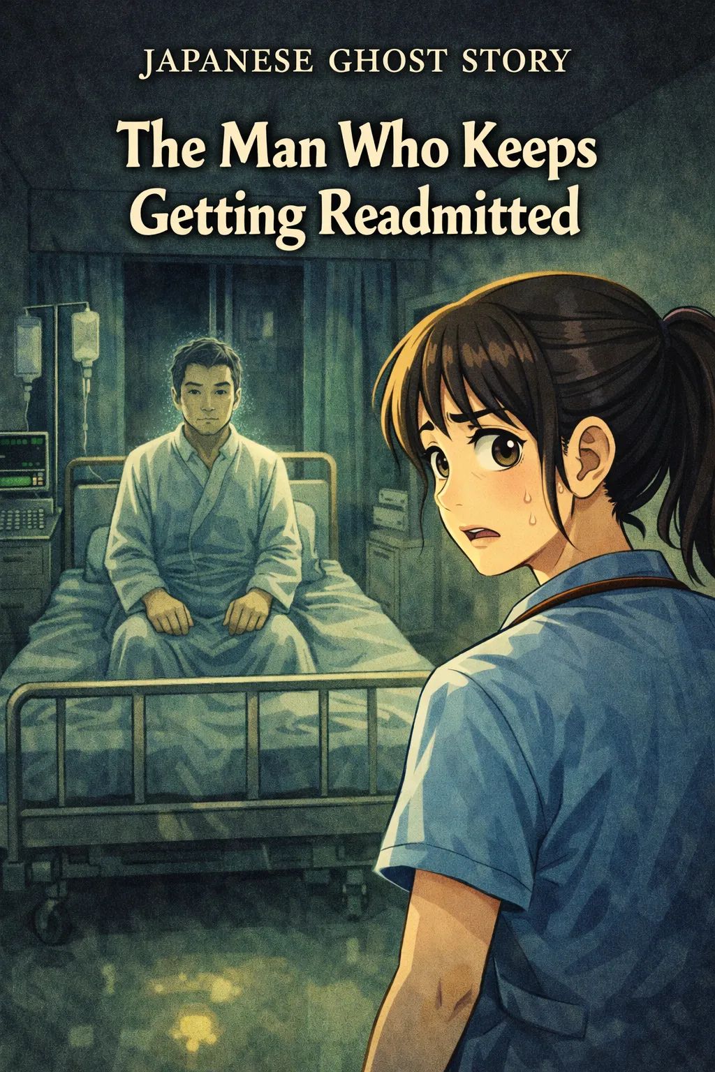 Japanese Ghost Story illustration "title: The Man Who Keeps Getting Readmitted"