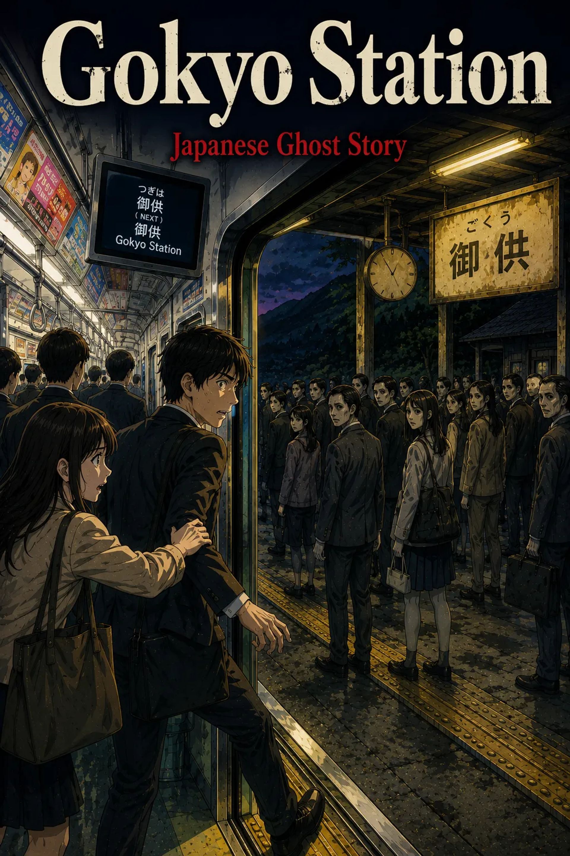 Japanese Ghost Story illustration "title: Gokyo Station"