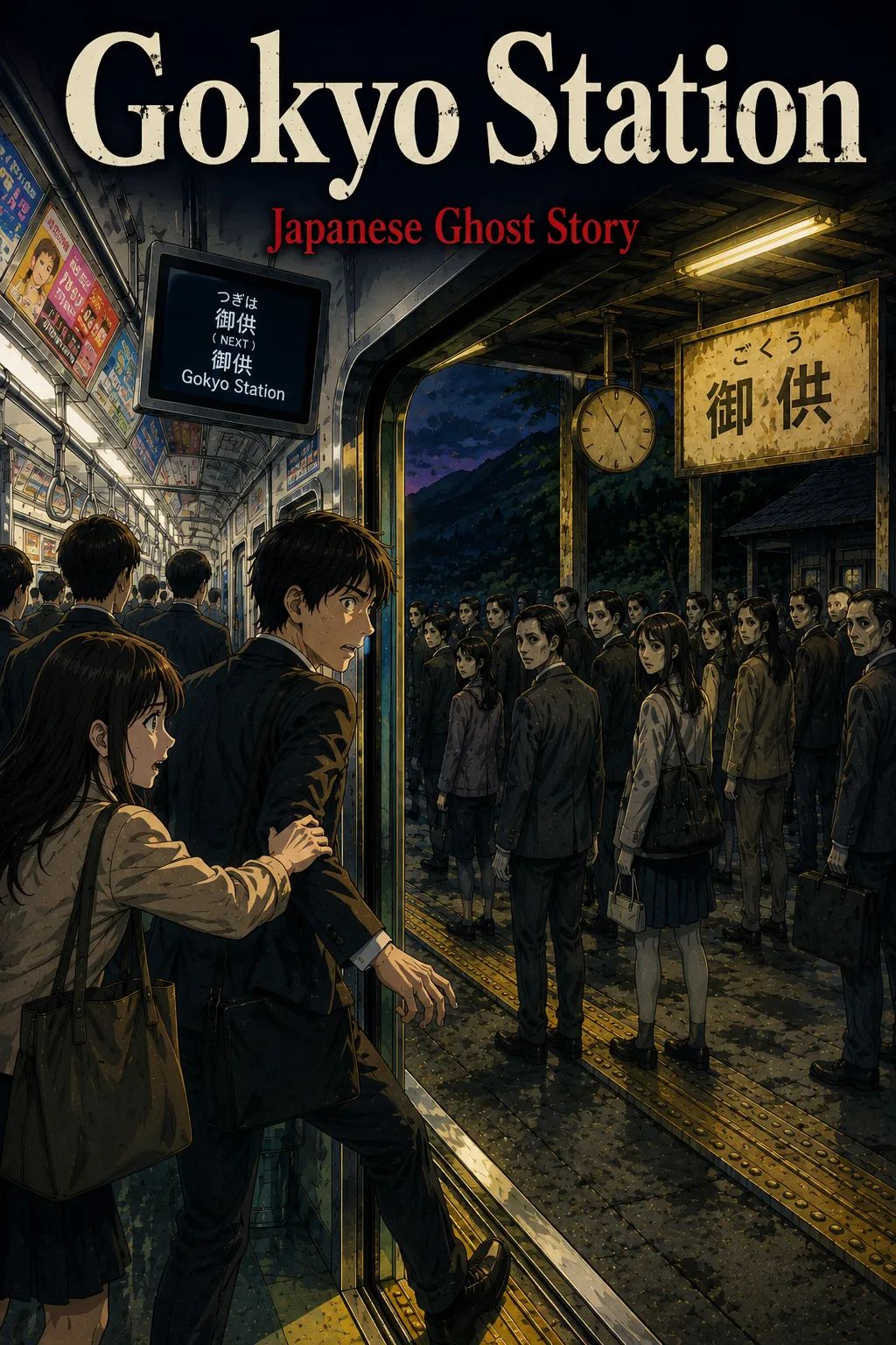 Japanese Ghost Story illustration "title: Gokyo Station"