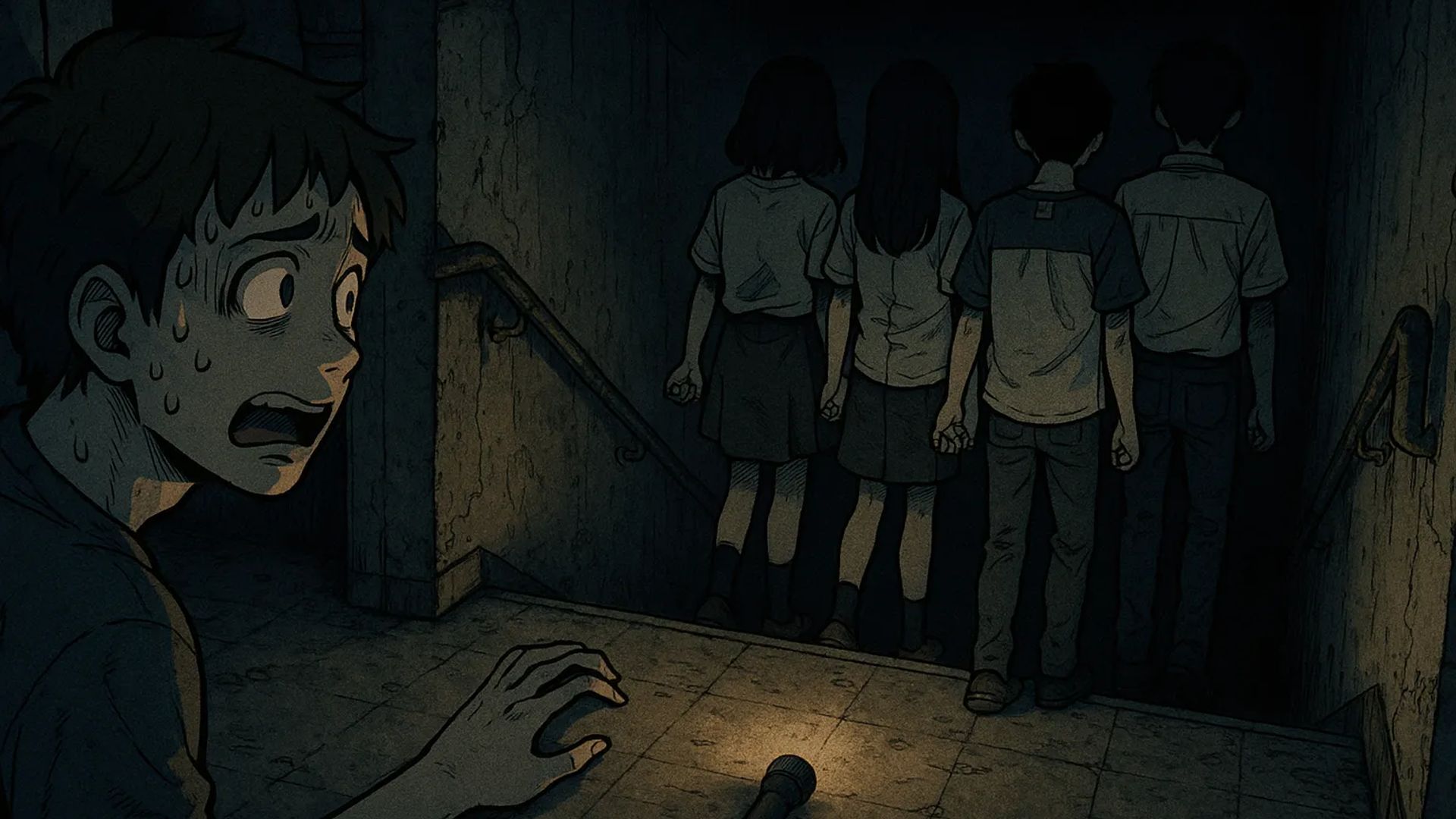 Japanese Ghost Story illustration "title: The Test of Courage Group"