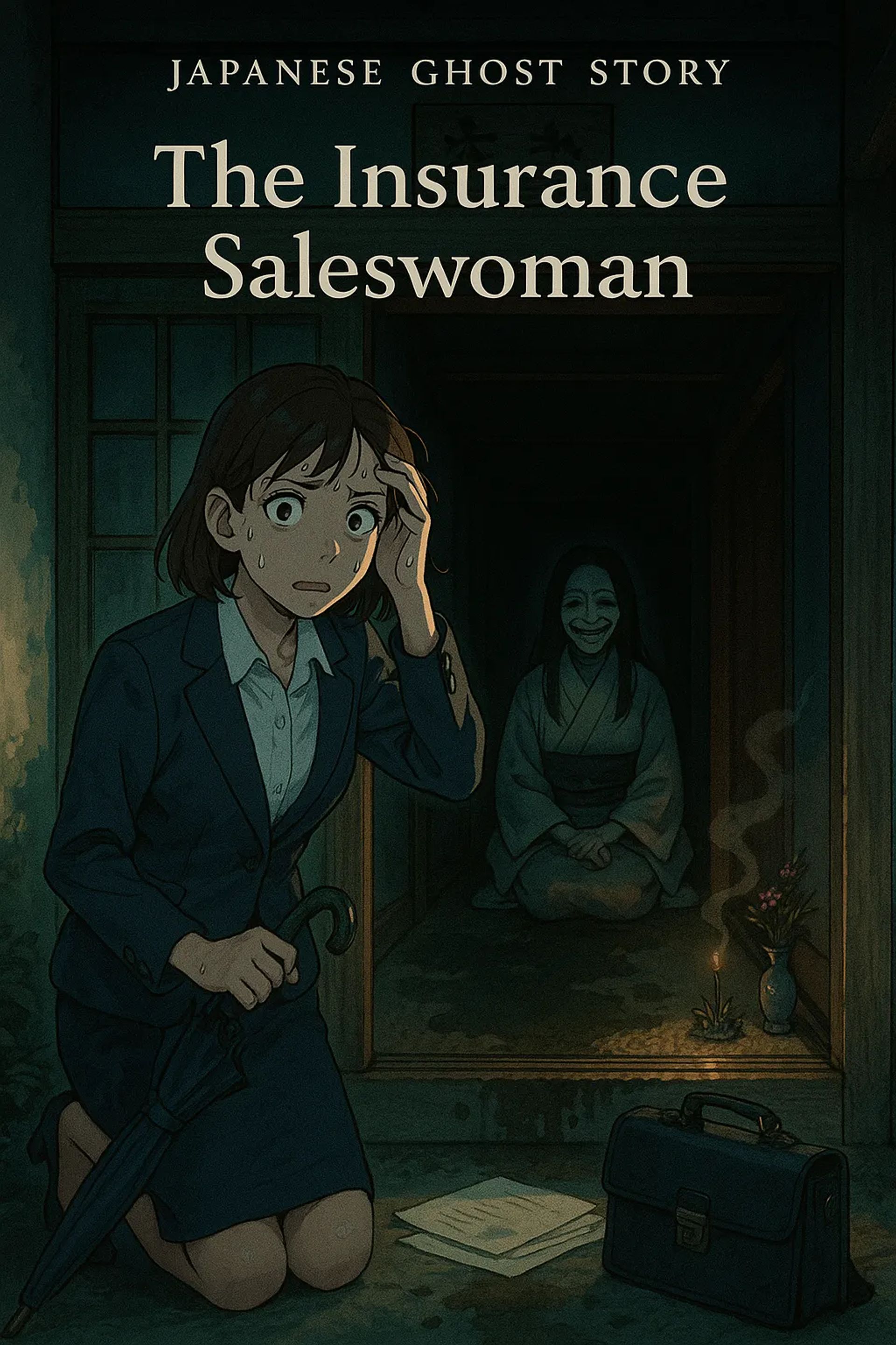 Japanese Ghost Story illustration "title: The Insurance Saleswoman"
