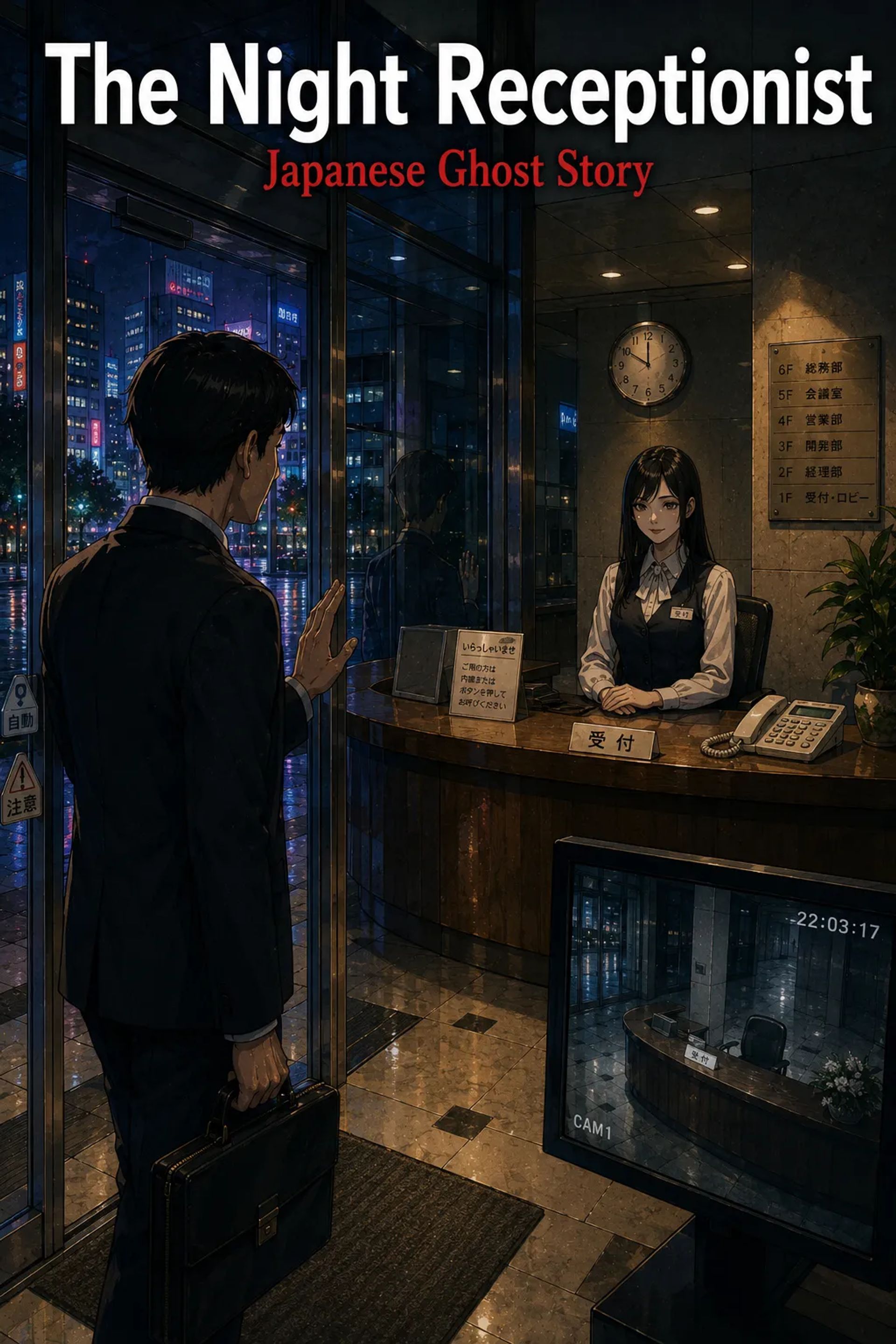 Japanese Ghost Story illustration "title: The Night Receptionist"