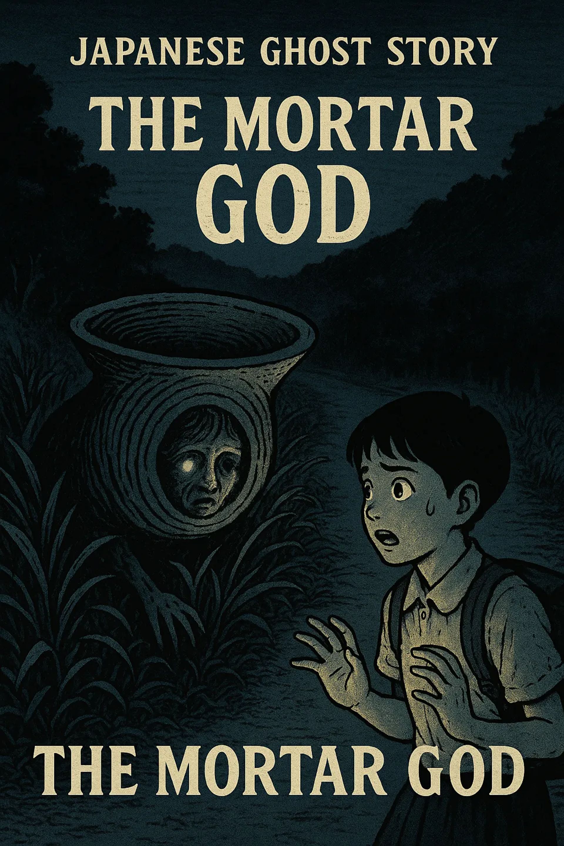 Japanese Ghost Story illustration "title: The Mortar God"