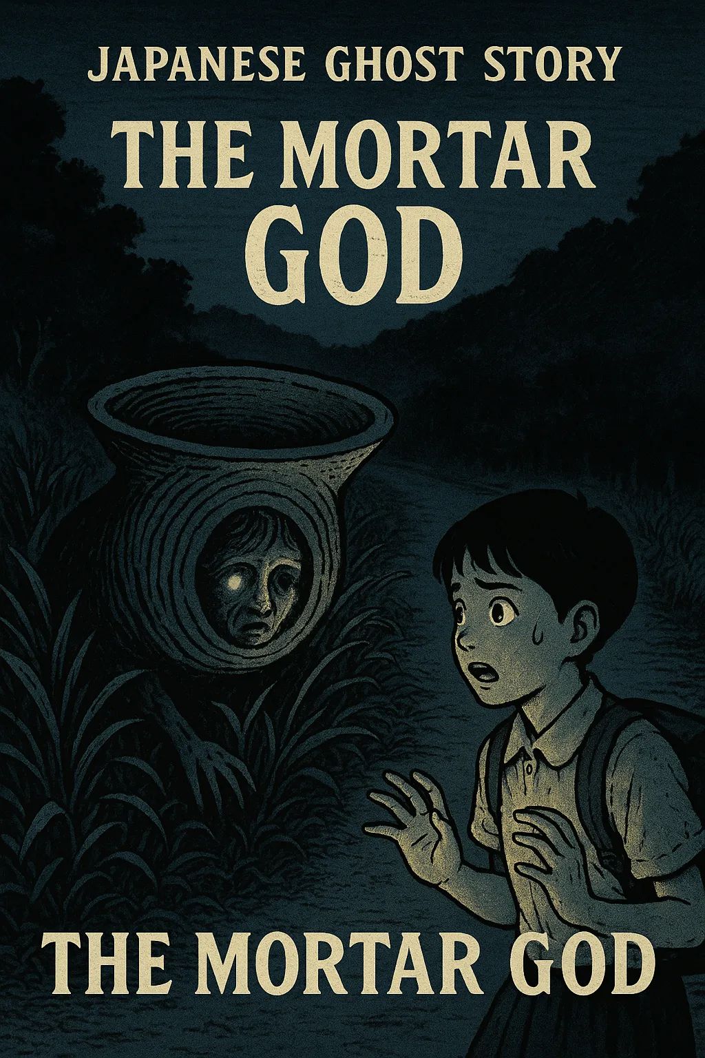 Japanese Ghost Story illustration "title: The Mortar God"