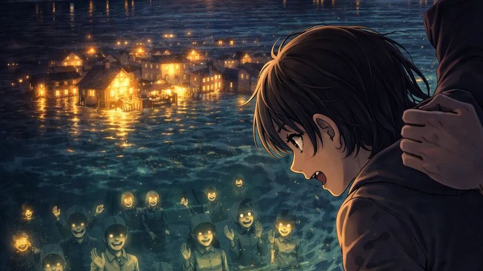 The Village of Lights in the Dam Lake