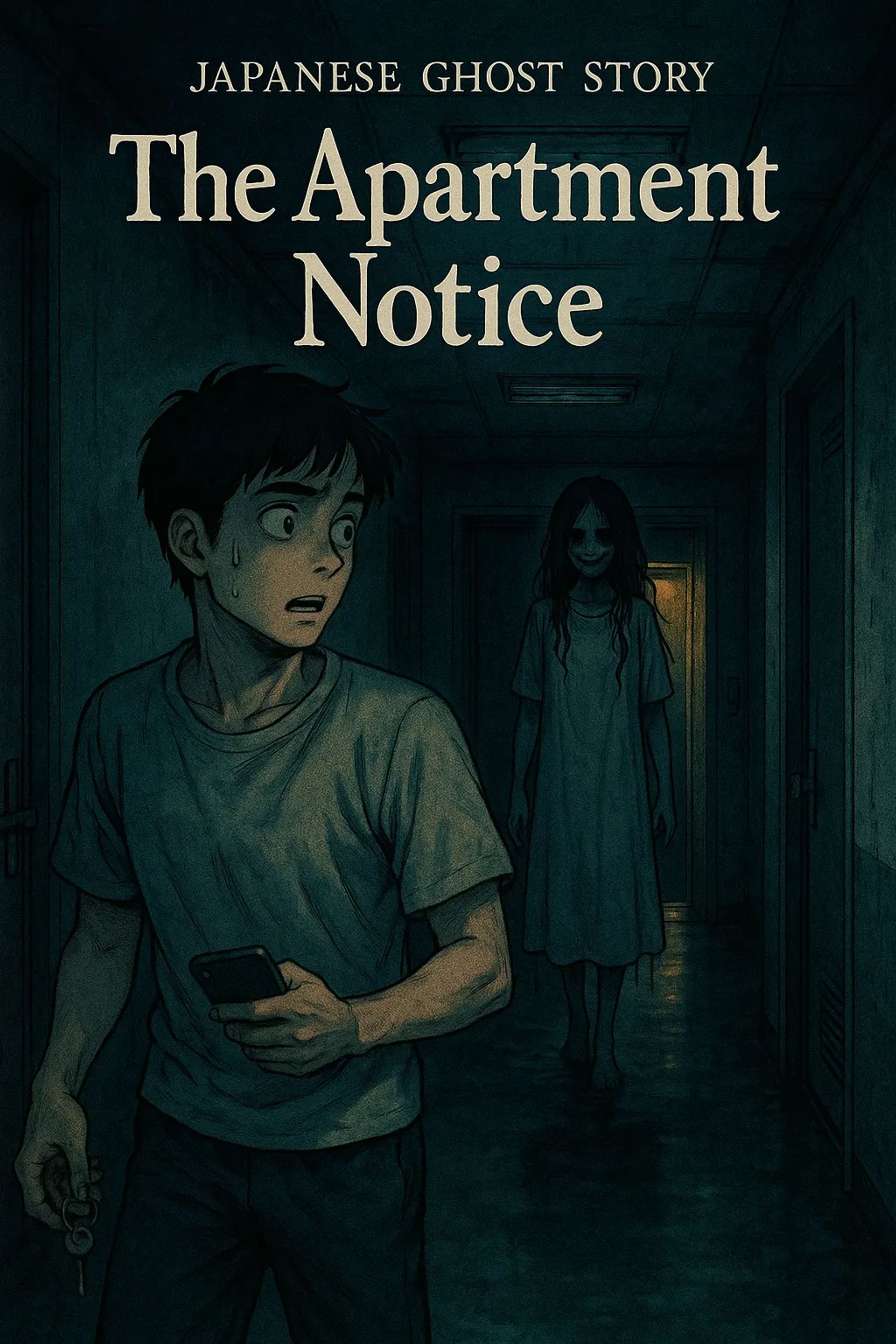 Japanese Ghost Story illustration "title: The Apartment Notice"