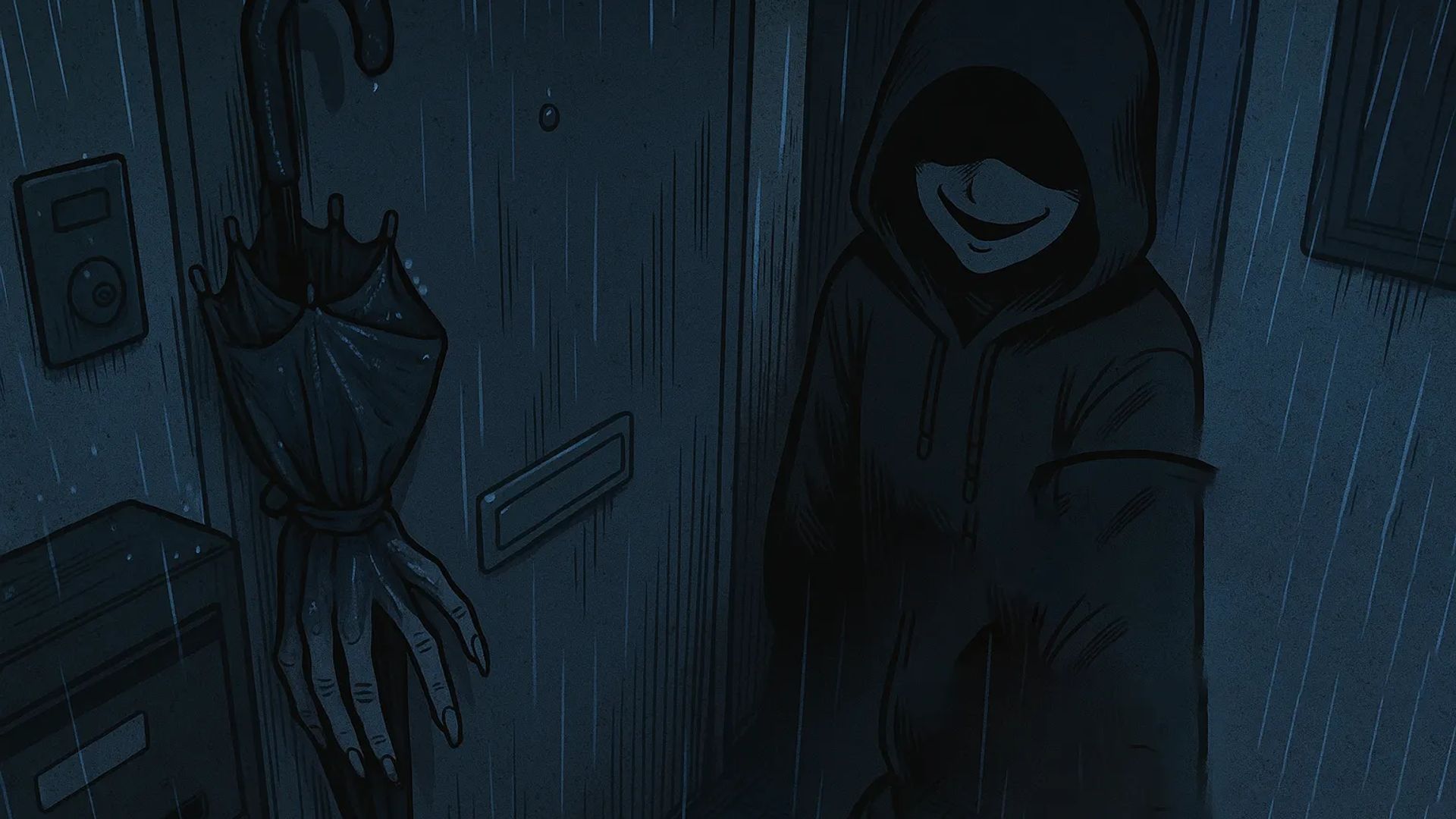 Japanese Ghost Story illustration "title: She Came to Return the Umbrella"