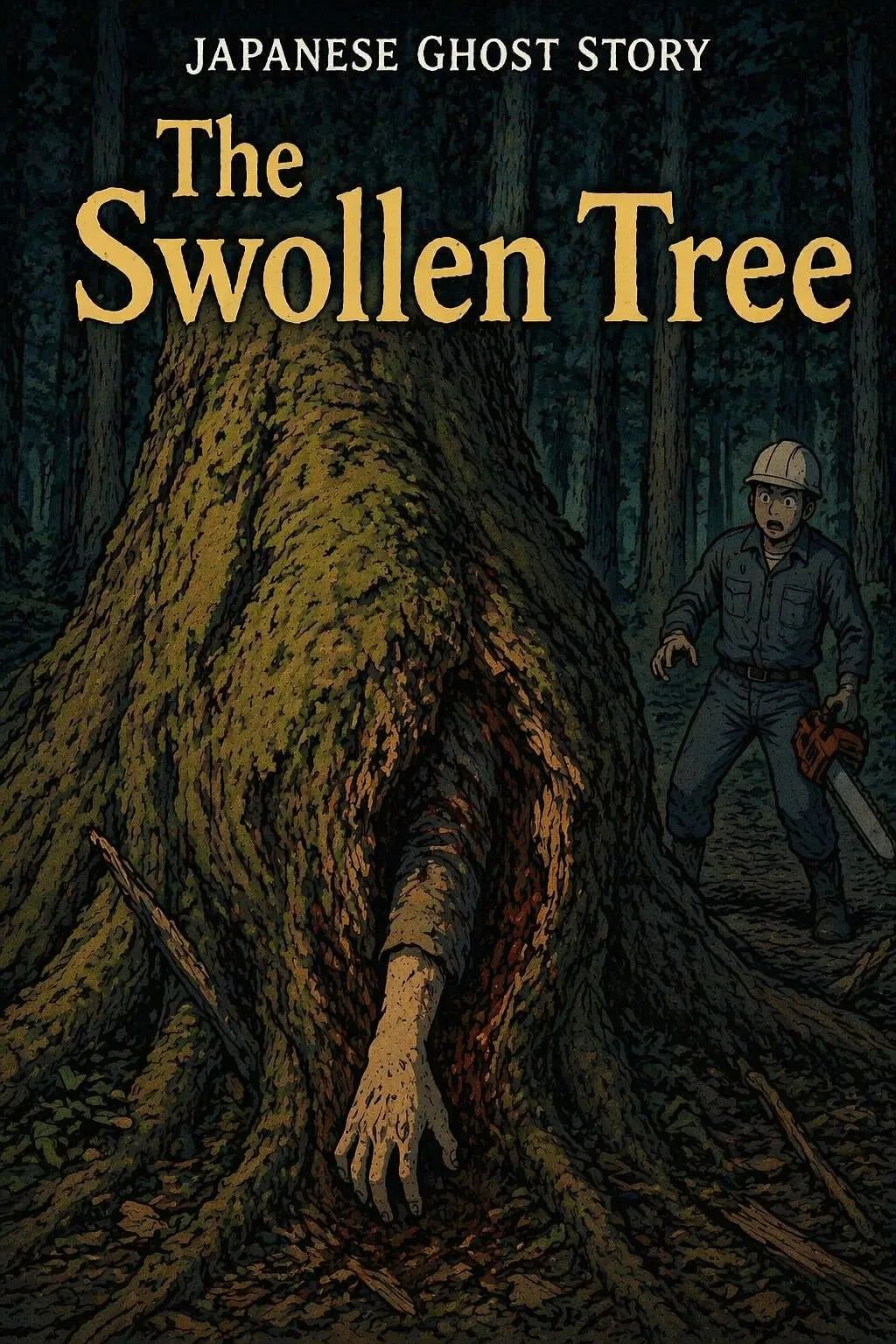 Japanese Ghost Story illustration "title: The Swollen Tree"