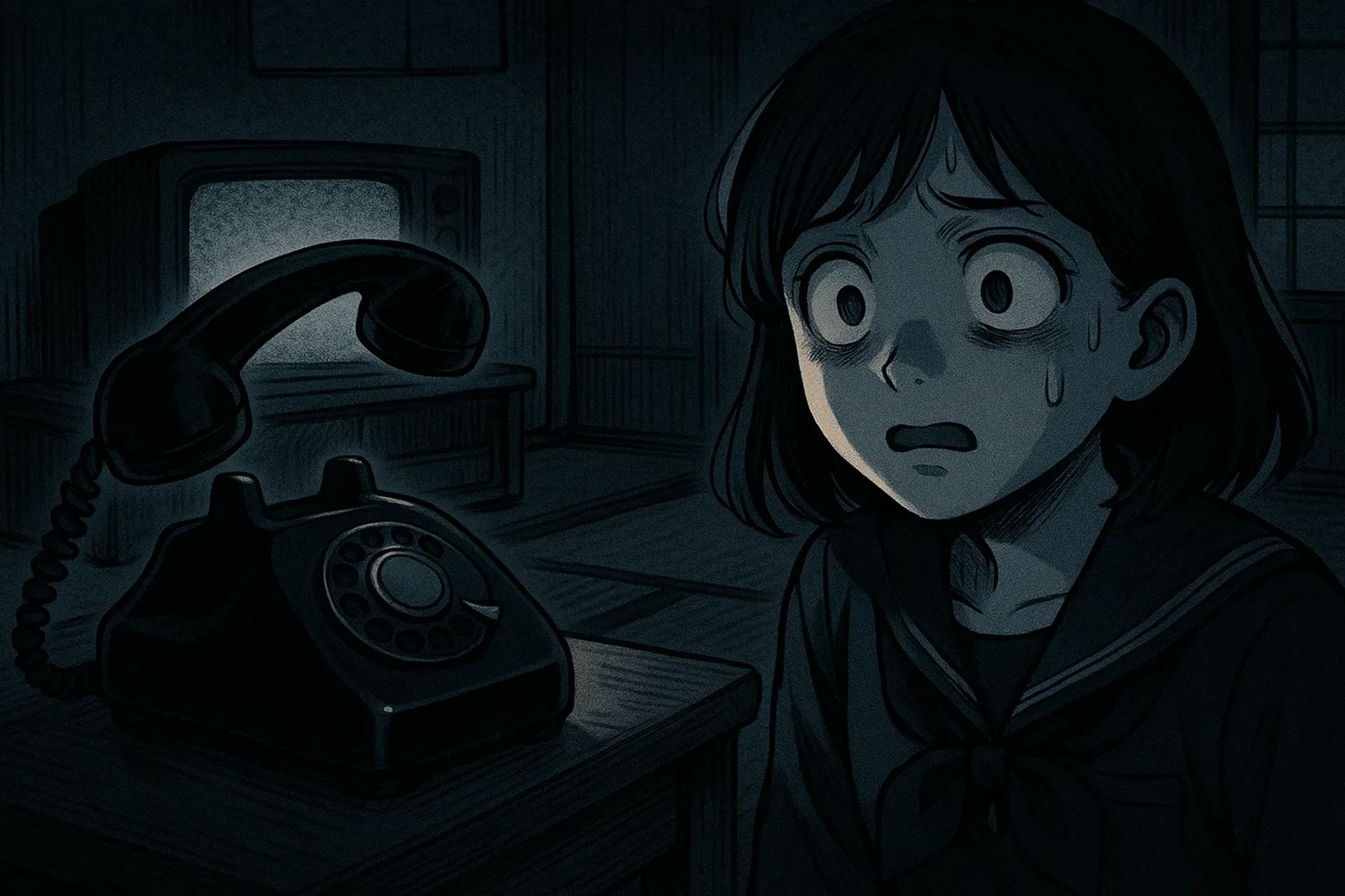 Japanese Ghost Story illustration "title: Answer the Phone for Me"
