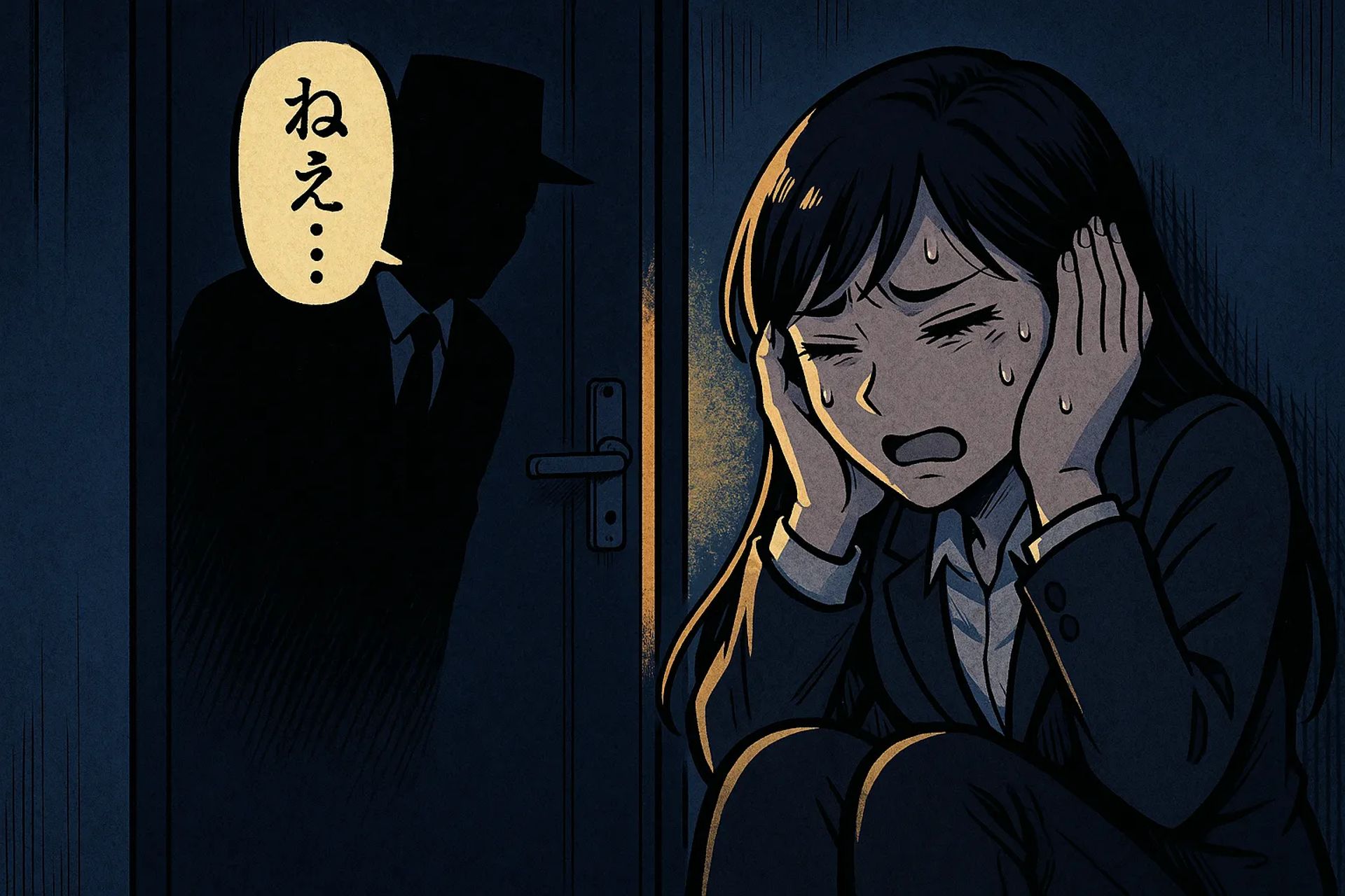 Japanese Ghost Story illustration "title: Beyond the Door"