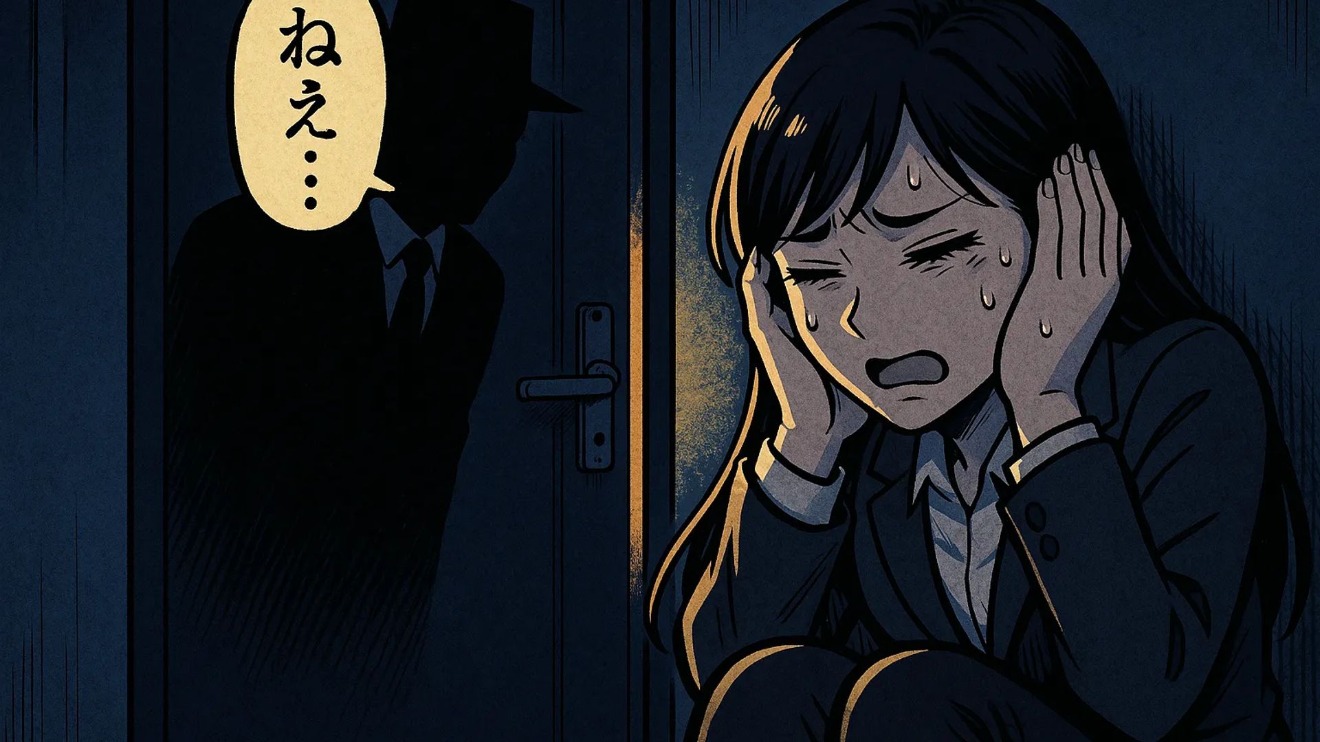 Japanese Ghost Story illustration "title: Beyond the Door"