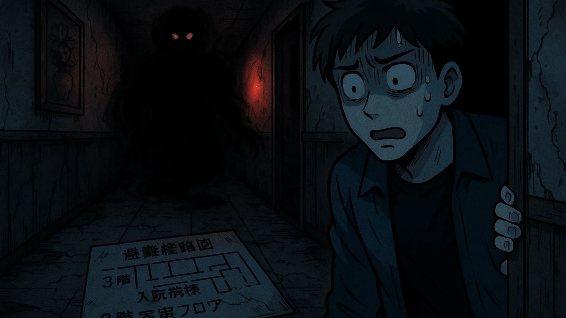 Japanese Ghost Story illustration "title: The Borderline Hotel"