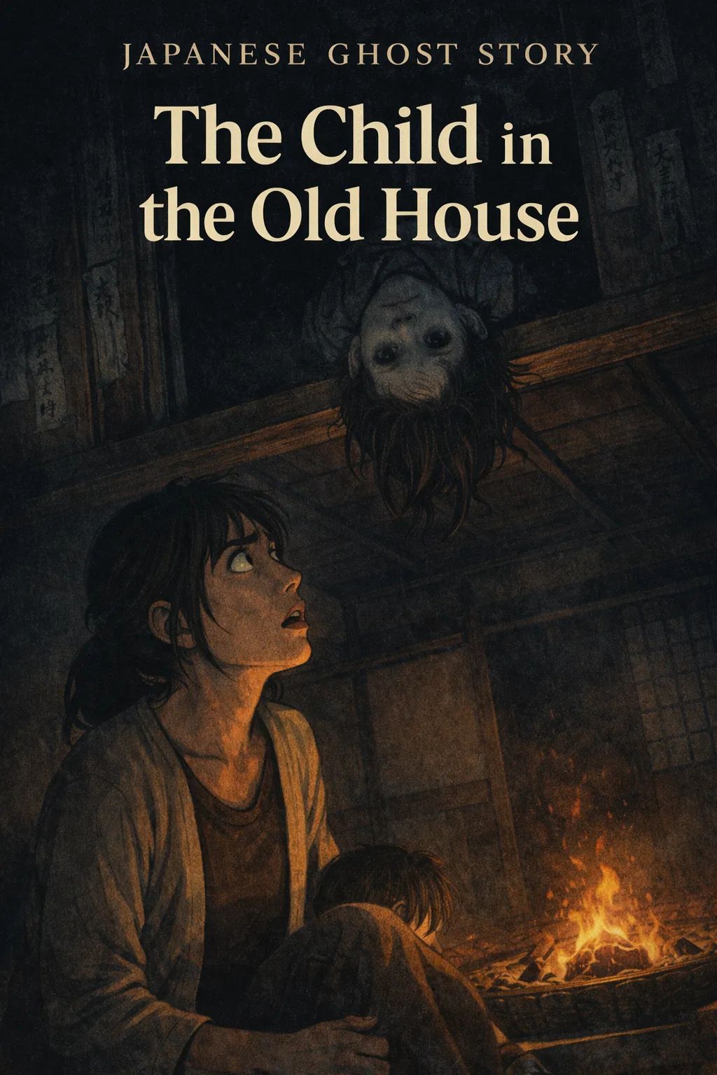 Japanese Ghost Story illustration "title: The Child in the Old House"